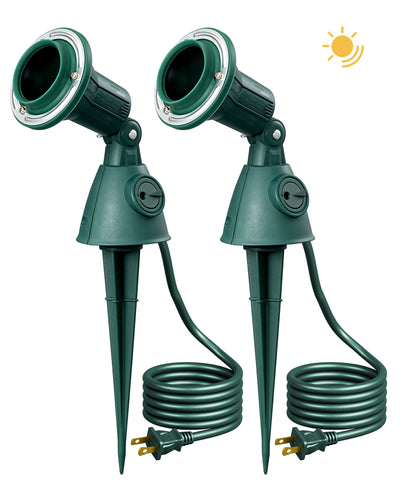   
                    EDISHINE 120V Outdoor Landscape Light Socket for Holiday  (2 Pack) -HGSL16A
                    