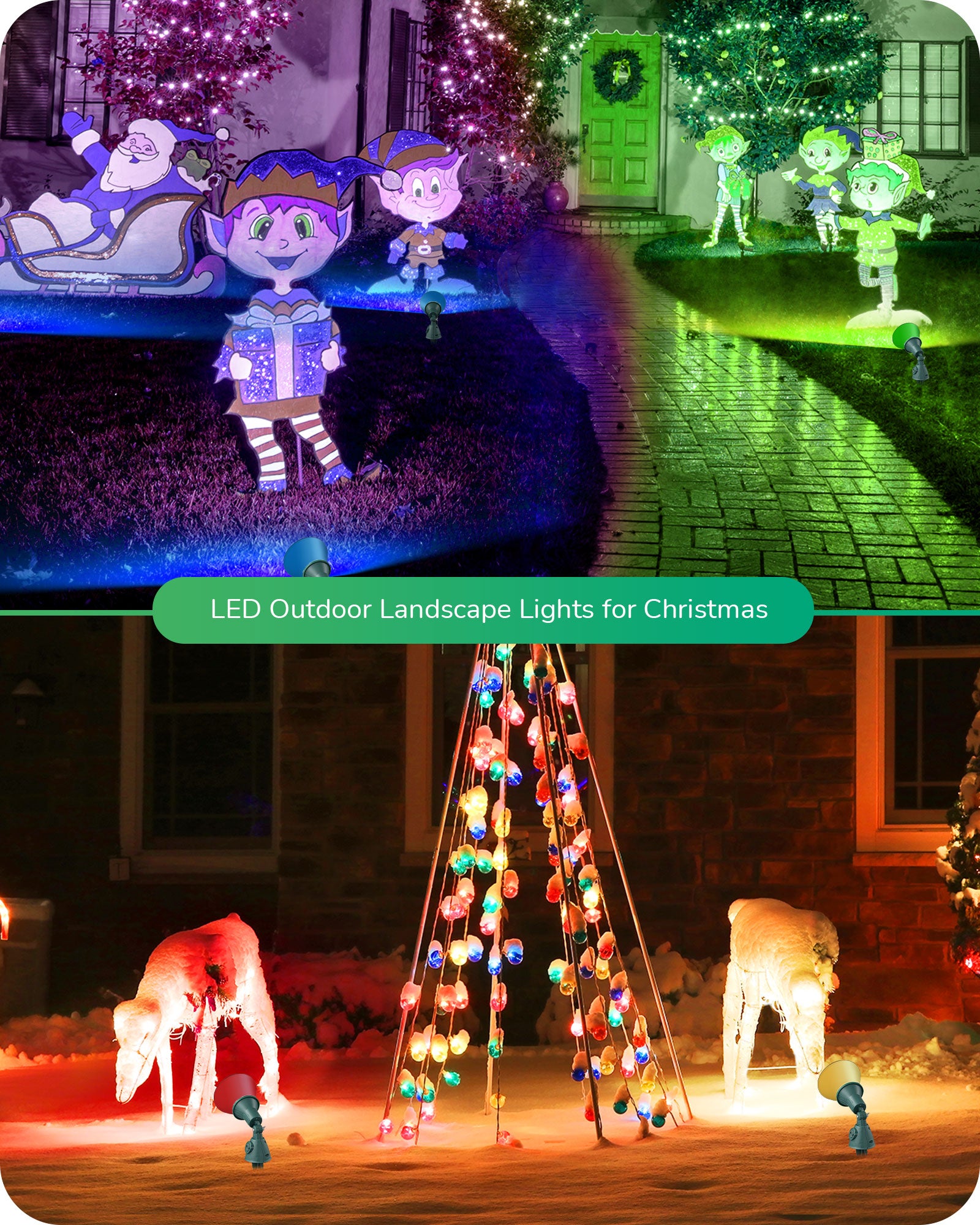EDISHINE 2 Pack Christmas 120V Outdoor LED Spotlight-HGSL16A