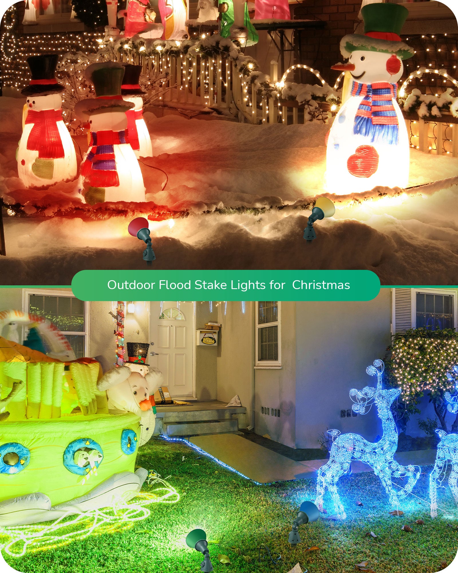 EDISHINE 2 Pack Christmas 120V Outdoor LED Spotlight-HGSL16A