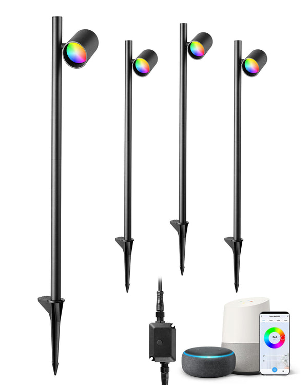 EDISHINE 48ft 12V IP67 Smart Low Voltage Landscape Lights (4 Pack)-HGSL33A