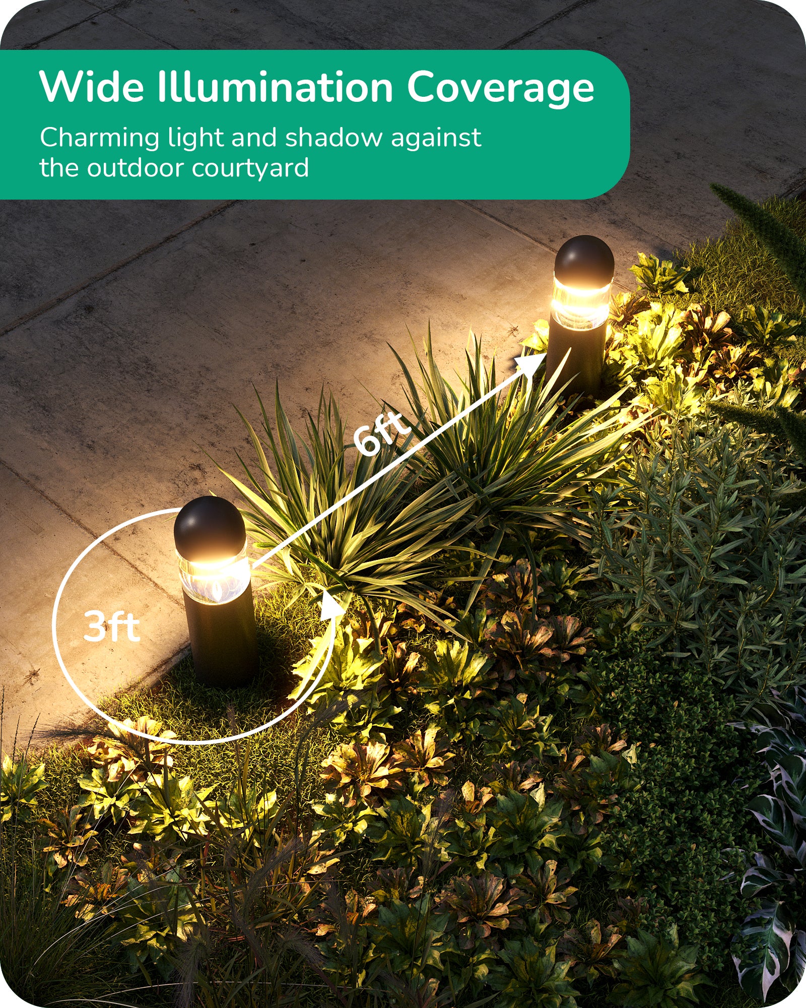 Bollard Path Light（6 Pack）Low Voltage Landscape Lights , 12V 3W 3000K Warm White, Electric Outdoor Bollard Lights with Connectors, Waterproof LED Pathway Driveway Walkway Lights Wired for Yard Garden - HGSL35A