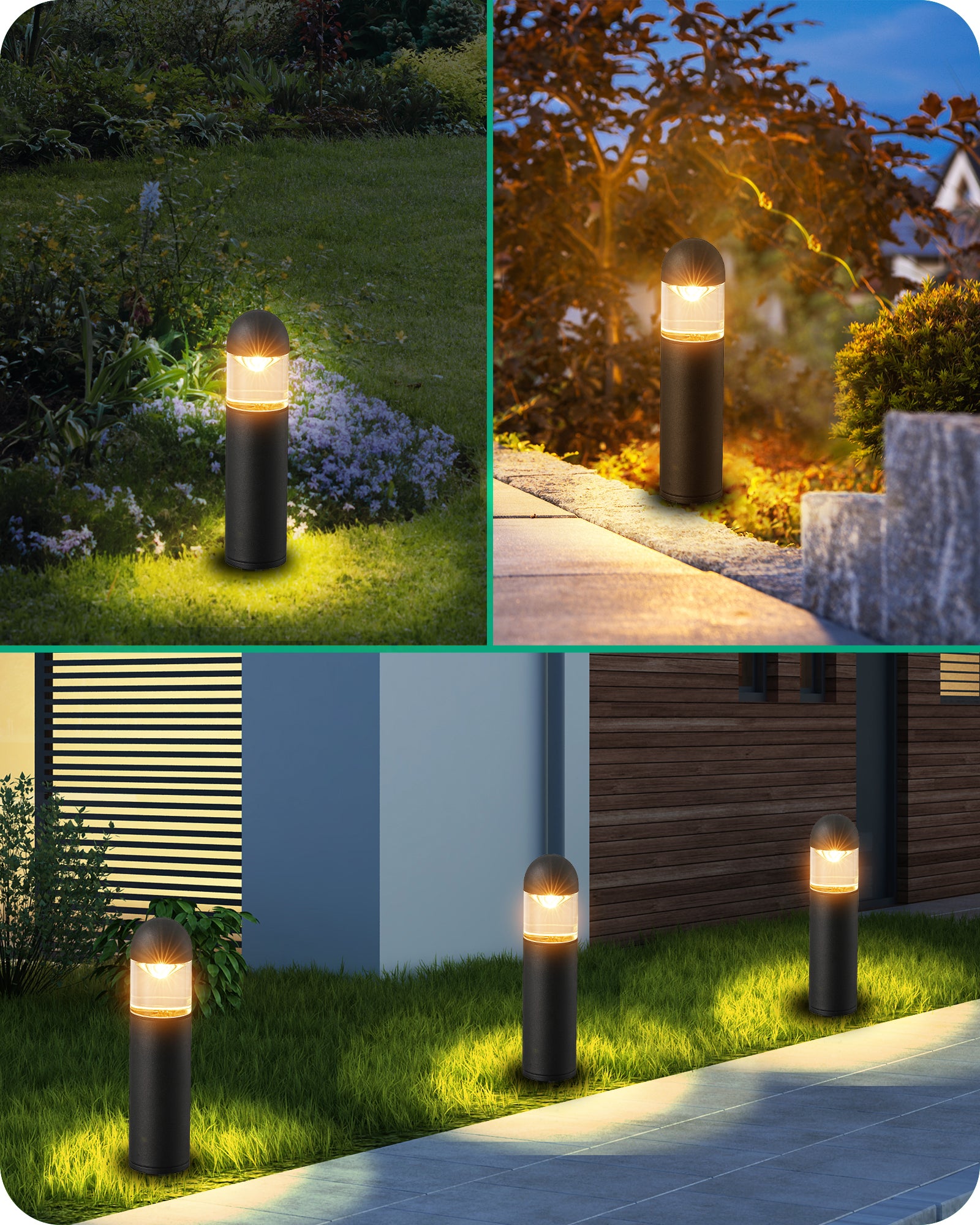 Bollard Path Light（6 Pack）Low Voltage Landscape Lights , 12V 3W 3000K Warm White, Electric Outdoor Bollard Lights with Connectors, Waterproof LED Pathway Driveway Walkway Lights Wired for Yard Garden - HGSL35A