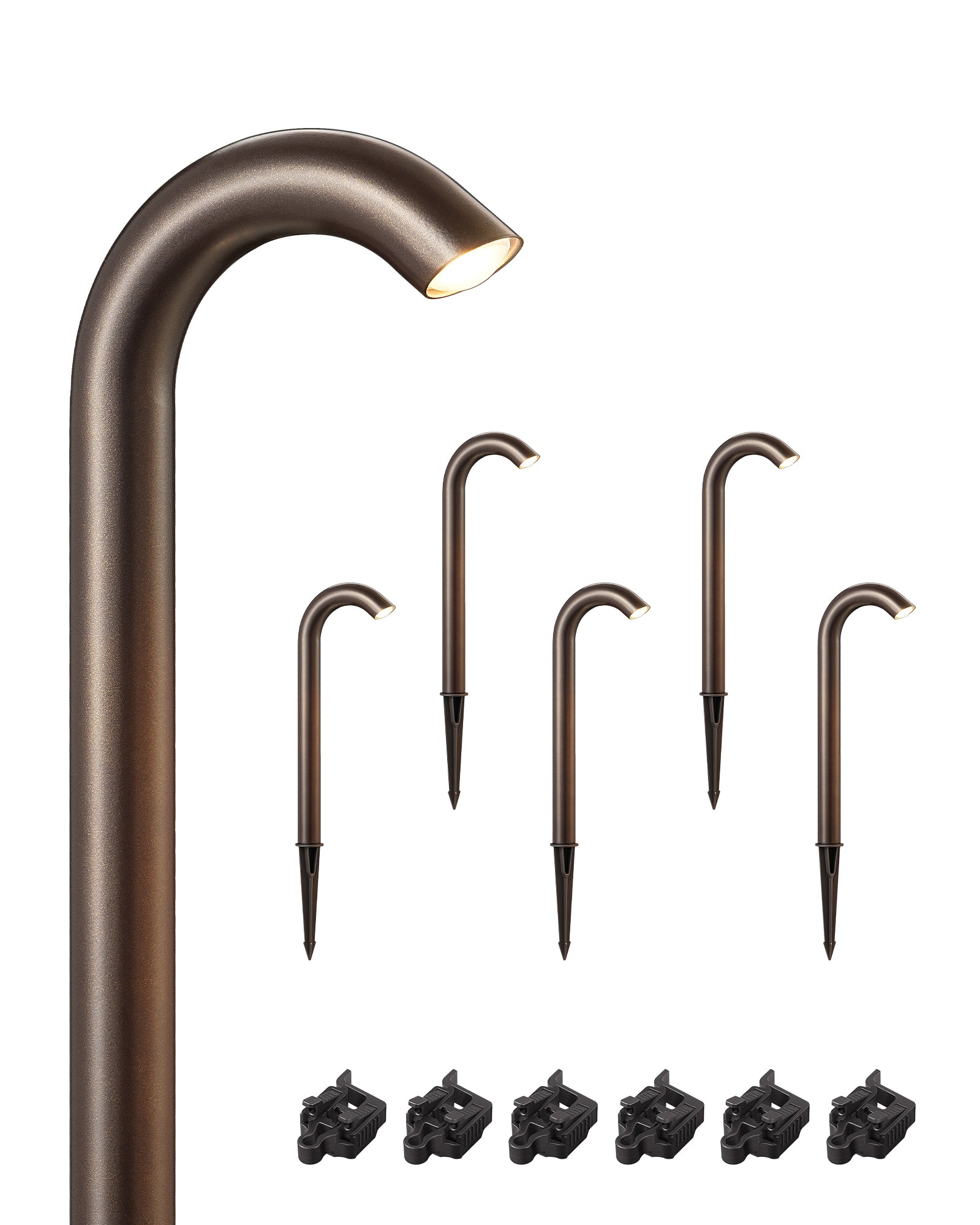 EDISHINE Low Voltage Landscape Lights, 3W 3000K 200LM, IP65, CRI80 Aluminum Candy Cane Light, Bronze-HGSL39B