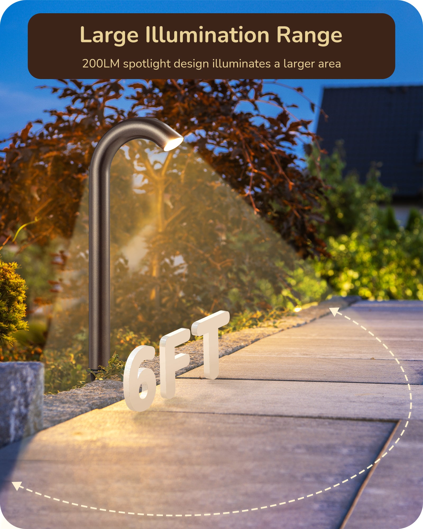 EDISHINE Low Voltage Landscape Lights, 3W 3000K 200LM, IP65, CRI80 Aluminum Candy Cane Light, Bronze-HGSL39B