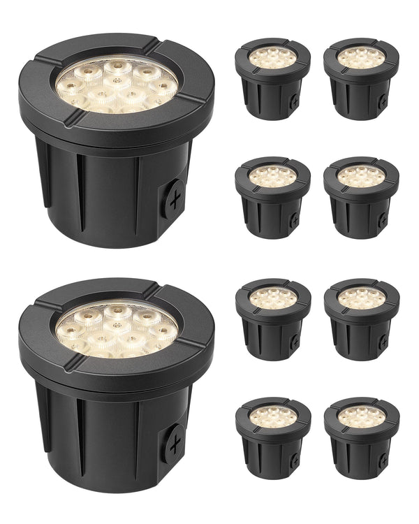 EDISHINE 8 Pack 3.5 Inch Low Voltage LED Well Lights, 8W 3000K 600LM AC/DC,12-24V IP67 Waterproof-HGSL50A