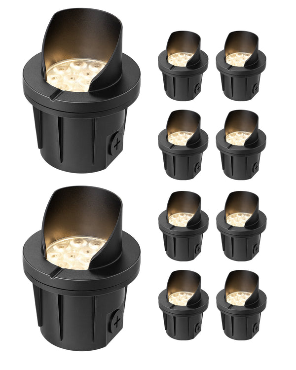 EDISHINE 8 Pack 3.5 Inch Low Voltage Landscape Lighting, 8W 3000K 515LM AC/DC,12-24V IP67 Waterproof-HGSL52A