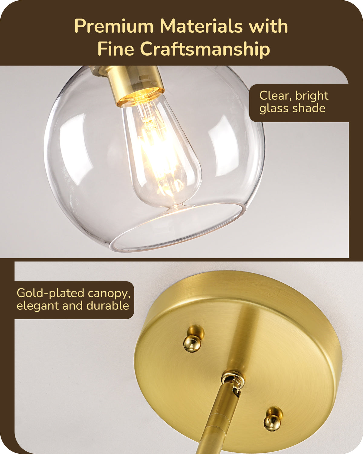 EDISHINE Modern Pendant Lights for Kitchen Island (2 Pack)