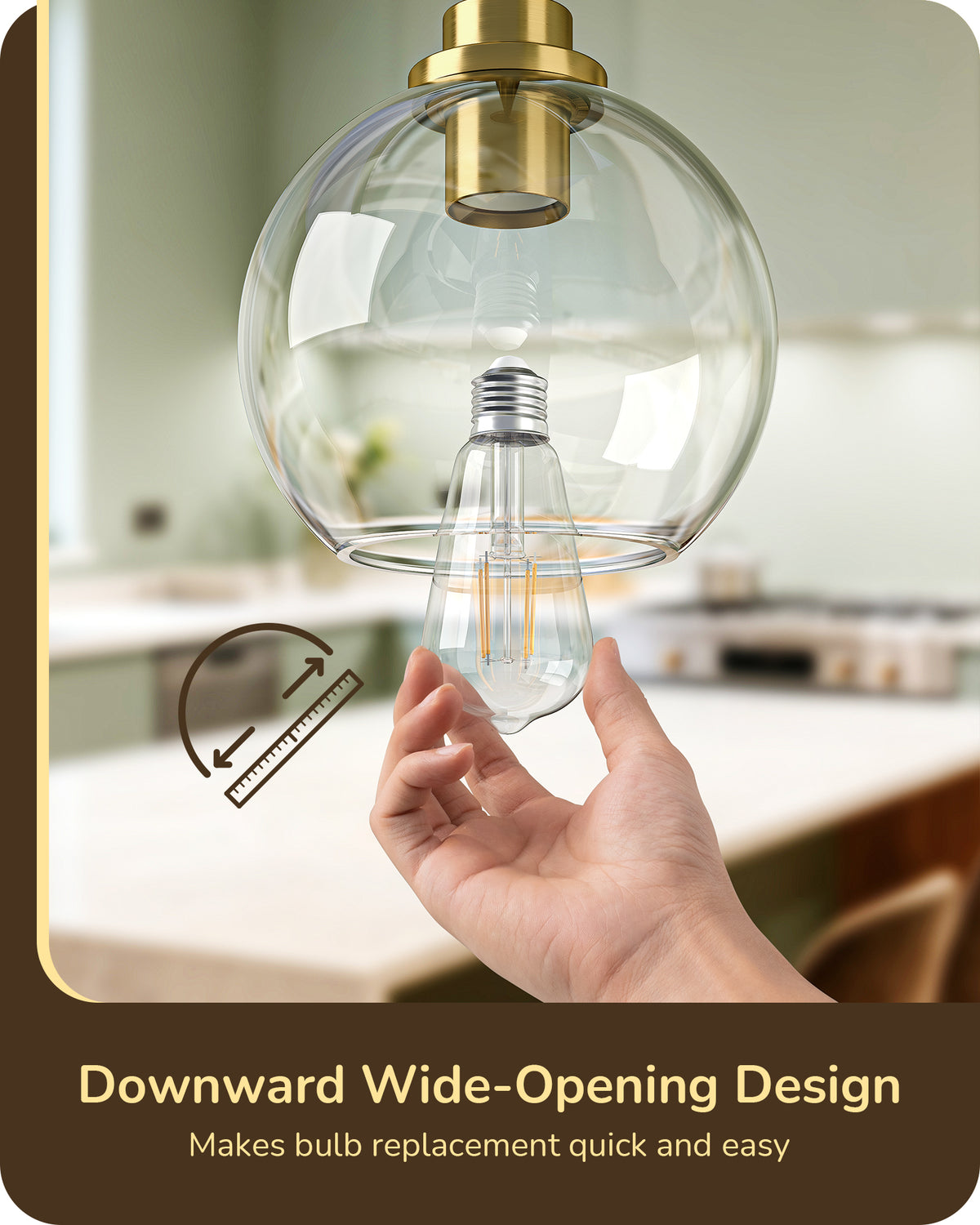 EDISHINE Modern Pendant Lights for Kitchen Island (2 Pack)
