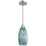 Handblown Art Glass Pendant Light with Adjustable Brushed Nickel Rods