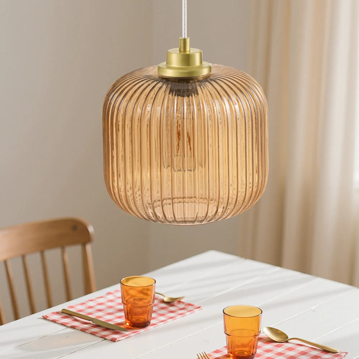 Blue Glass Pendant Light  (8")