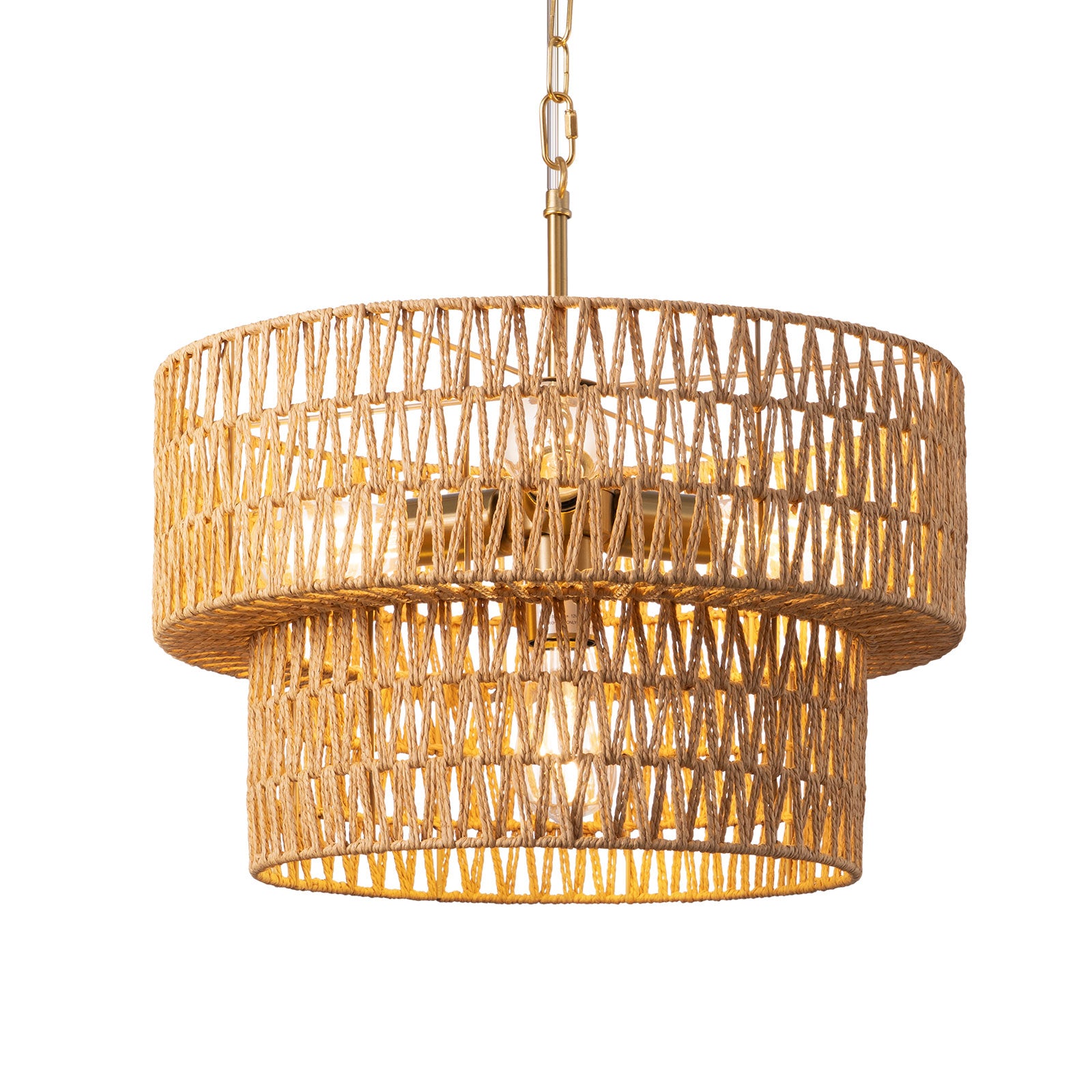 4-Light Boho 2-Tier Cross-Woven Rope Chandelier