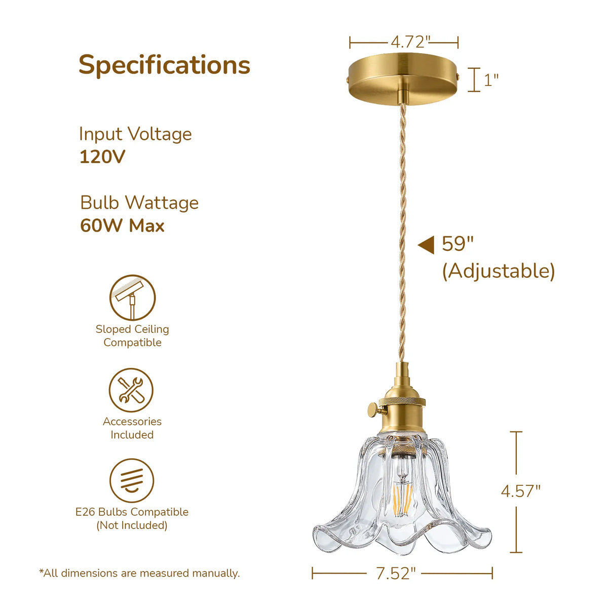 Mid-Century Adjustable Floral Pendant Light