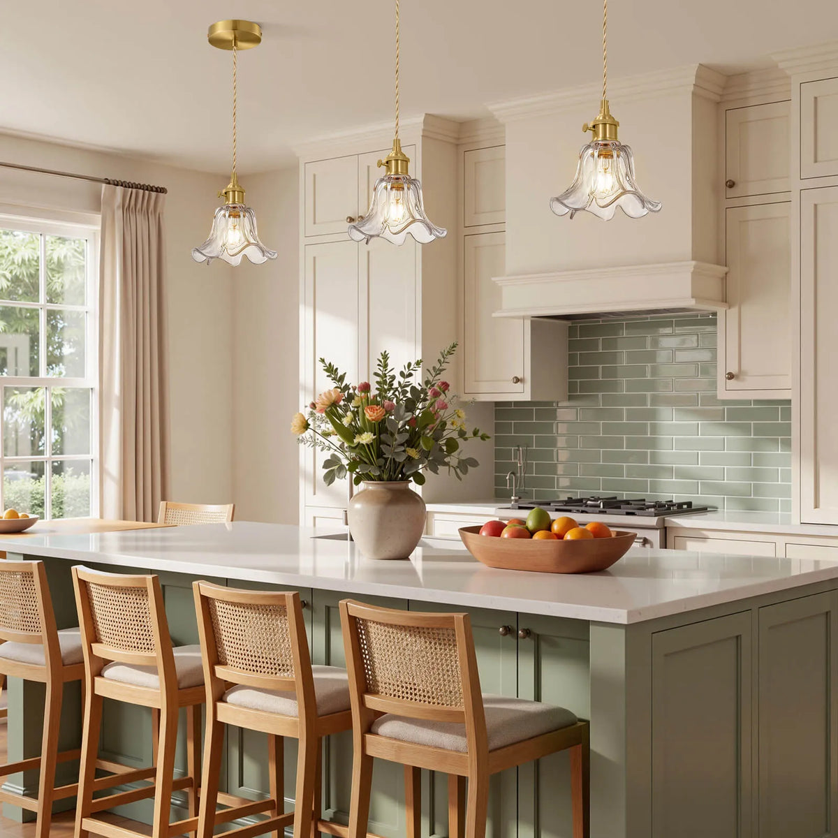 Mid-Century Adjustable Floral Pendant Light