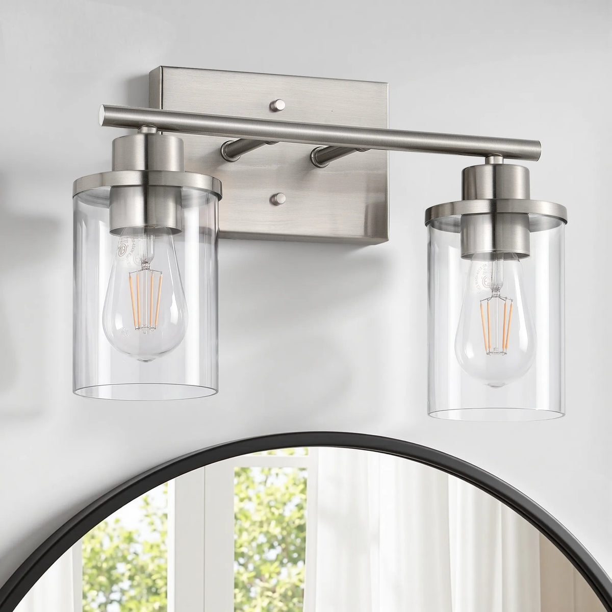 Modern 2-Light Black Bathroom Vanity Lights over Mirror for Bathroom, Vanity Table, E26 Bulb Base