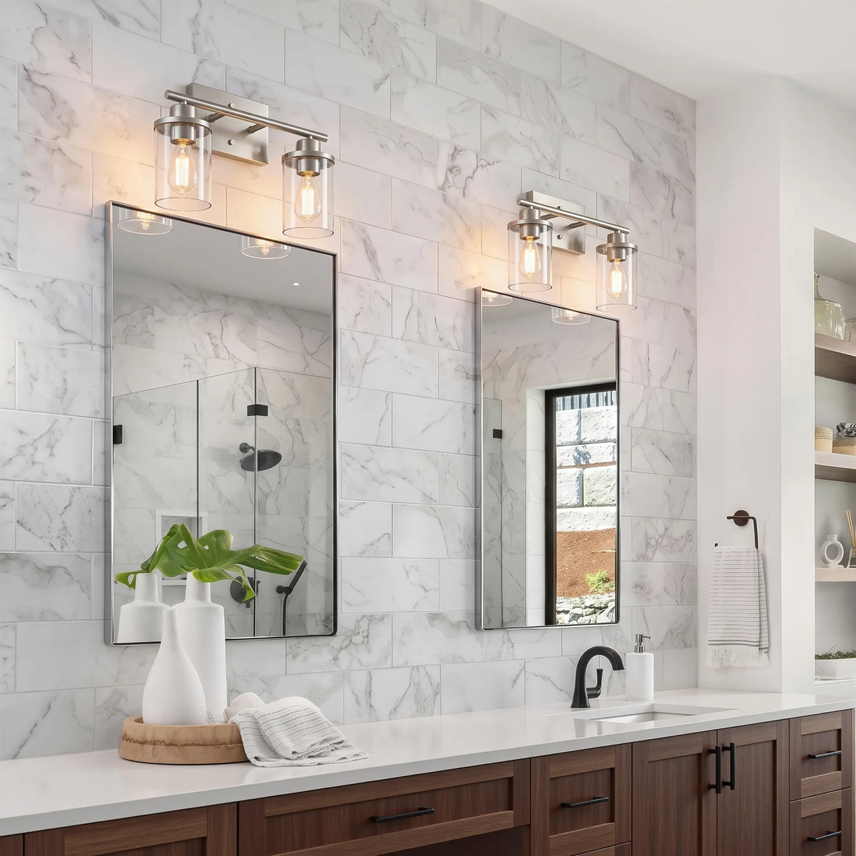Modern 2-Light Black Bathroom Vanity Lights over Mirror for Bathroom, Vanity Table, E26 Bulb Base