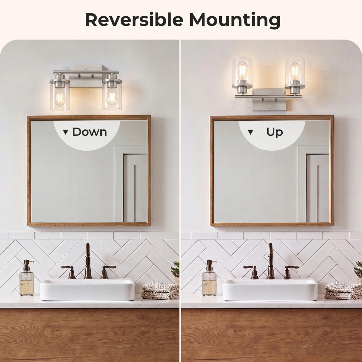 Modern 2-Light Black Bathroom Vanity Lights over Mirror for Bathroom, Vanity Table, E26 Bulb Base