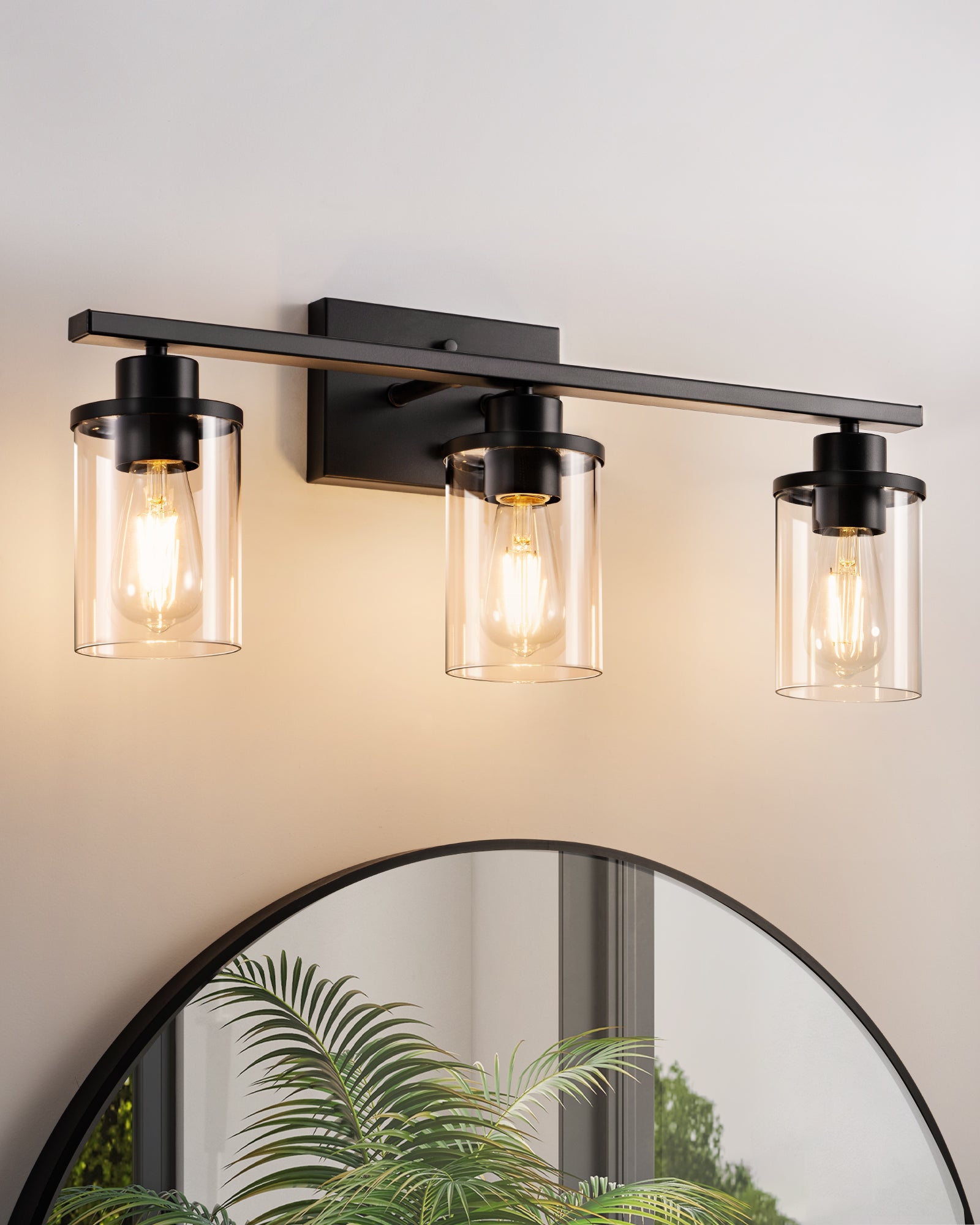 EDISHINE 3-Light Dimmable Vanity Light, Matte Black-HHVL04F