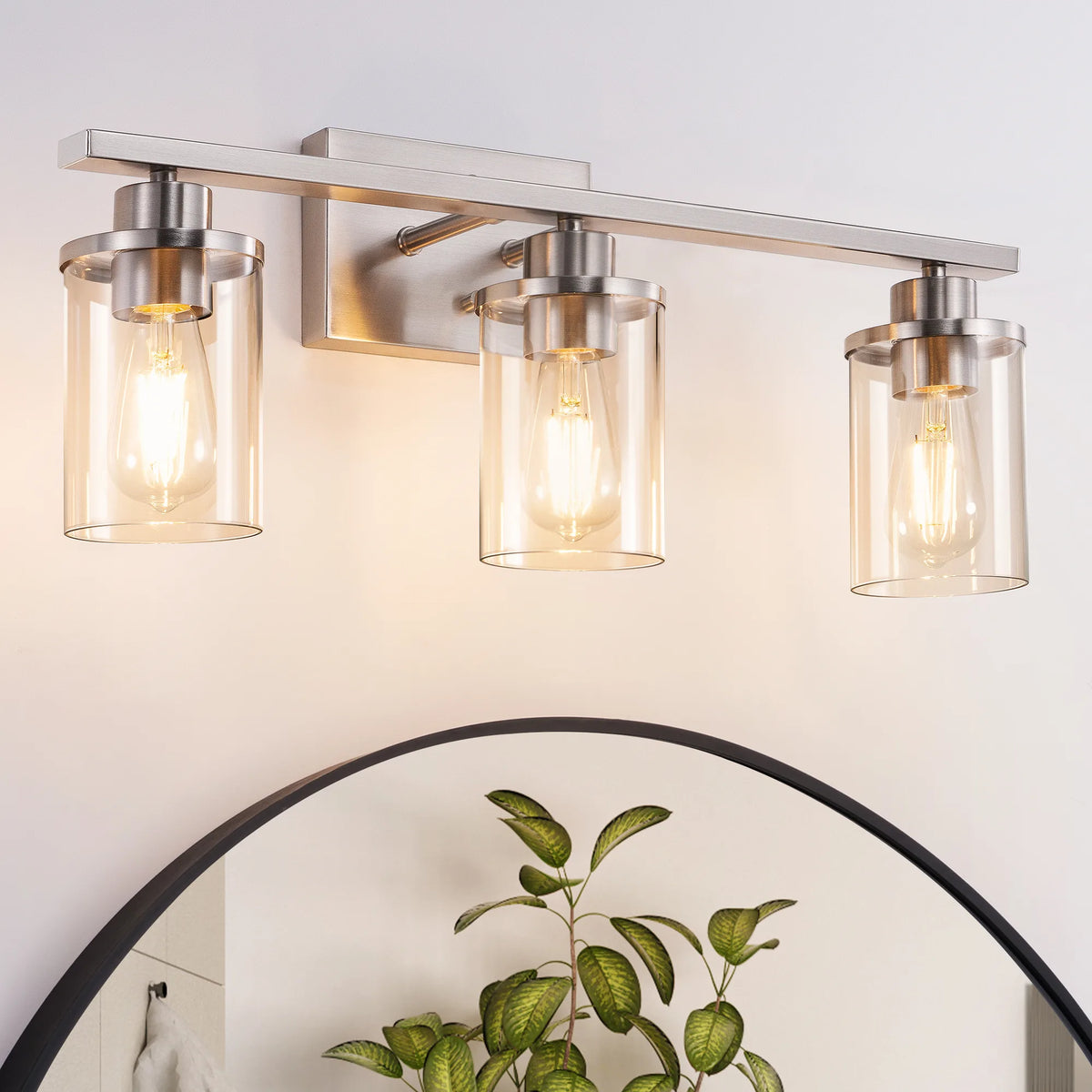 EDISHINE 3-Light Dimmable Vanity Light, Brushed Nickel - HHVL04G