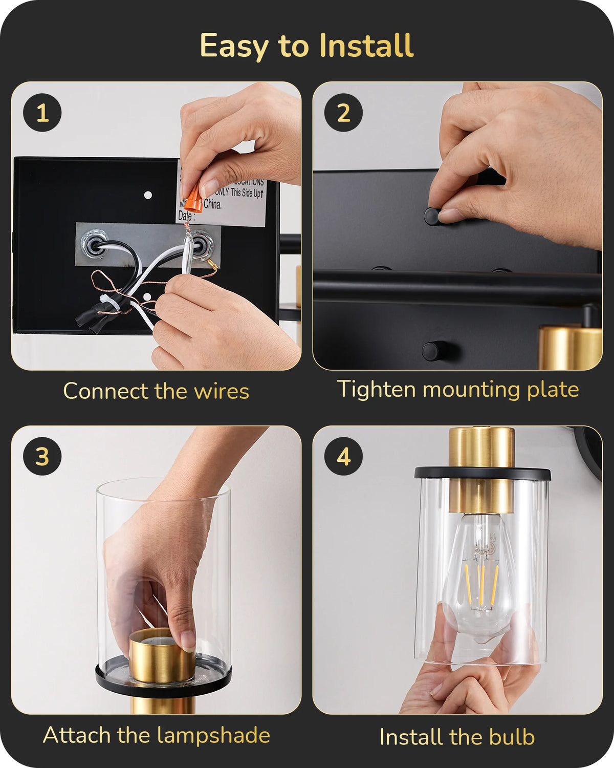 Modern 2-Light Black Bathroom Vanity Lights over Mirror for Bathroom, Vanity Table, E26 Bulb Base