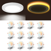 EDISHINE 12 Pack 6 Inch Recessed Lighting with Night Light, 5CCT Dimmable LED Recessed Lighting, 13W 1100LM CRI 90+, Canless Light Fixtures for Kitchen, Living Room - HJRL06B1