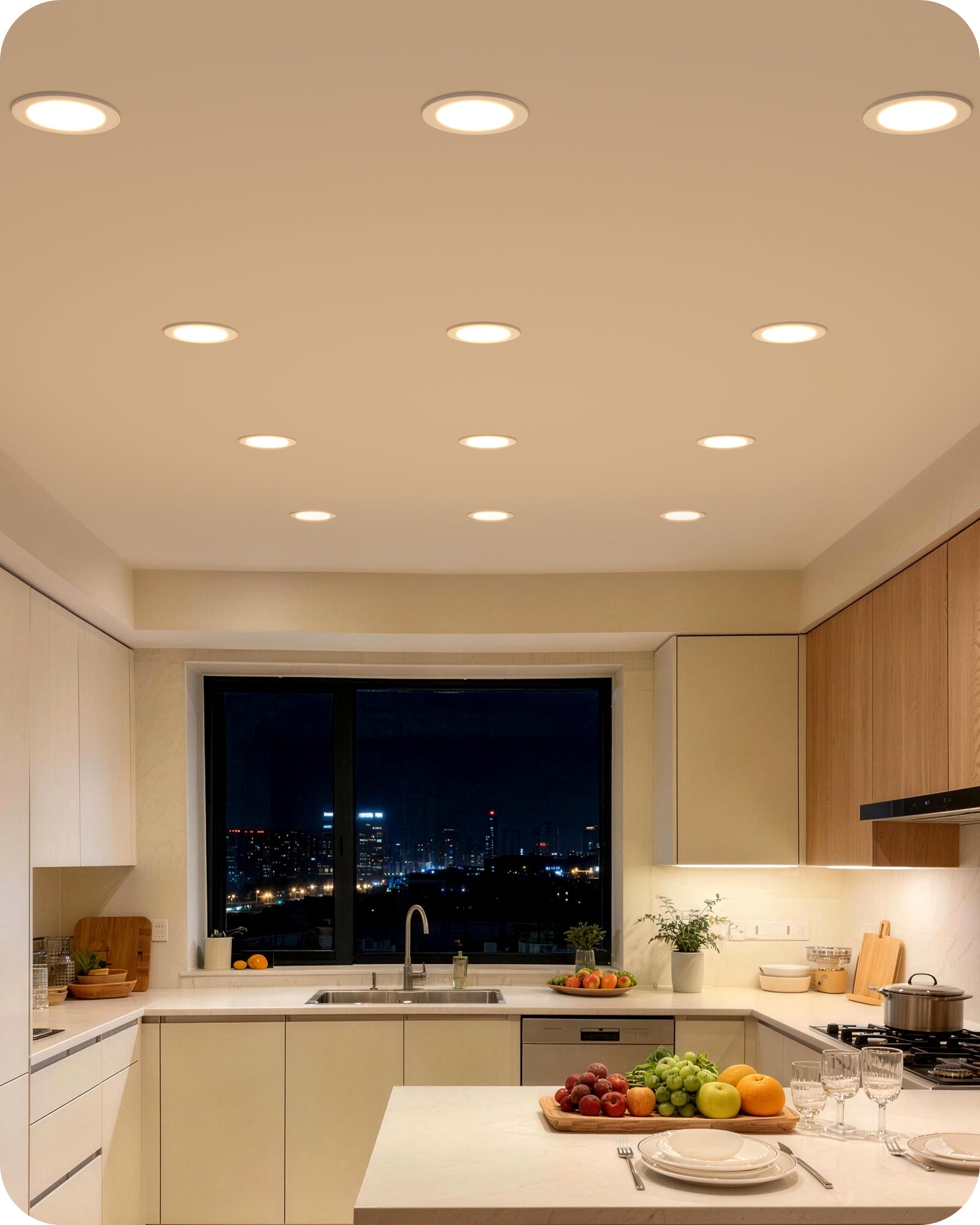 EDISHINE 12 Pack 6 Inch Recessed Lighting with Night Light, 5CCT Dimmable LED Recessed Lighting, 13W 1100LM CRI 90+, Canless Light Fixtures for Kitchen, Living Room - HJRL06B1