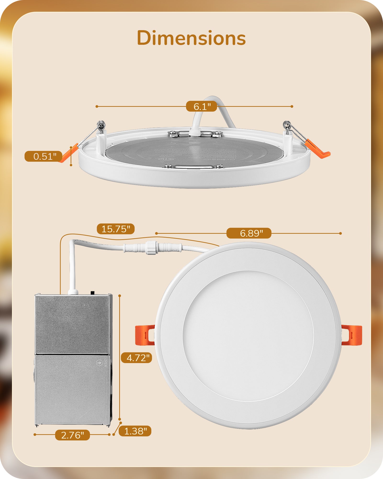 EDISHINE 12 Pack 6 Inch Recessed Lighting with Night Light, 5CCT Dimmable LED Recessed Lighting, 13W 1100LM CRI 90+, Canless Light Fixtures for Kitchen, Living Room - HJRL06B1