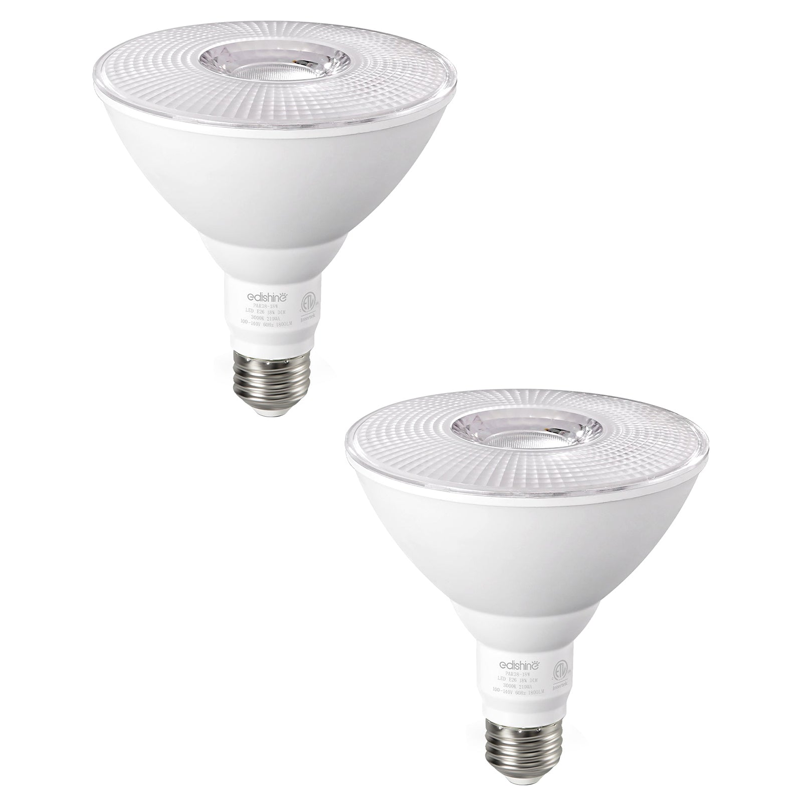 EDISHINE 3000K Warm Light 1800LM LED PAR38 Dimmable Flood Light Outdoor Bulb 2 Pack, 18W (120W Equivalent) - HLBP38F