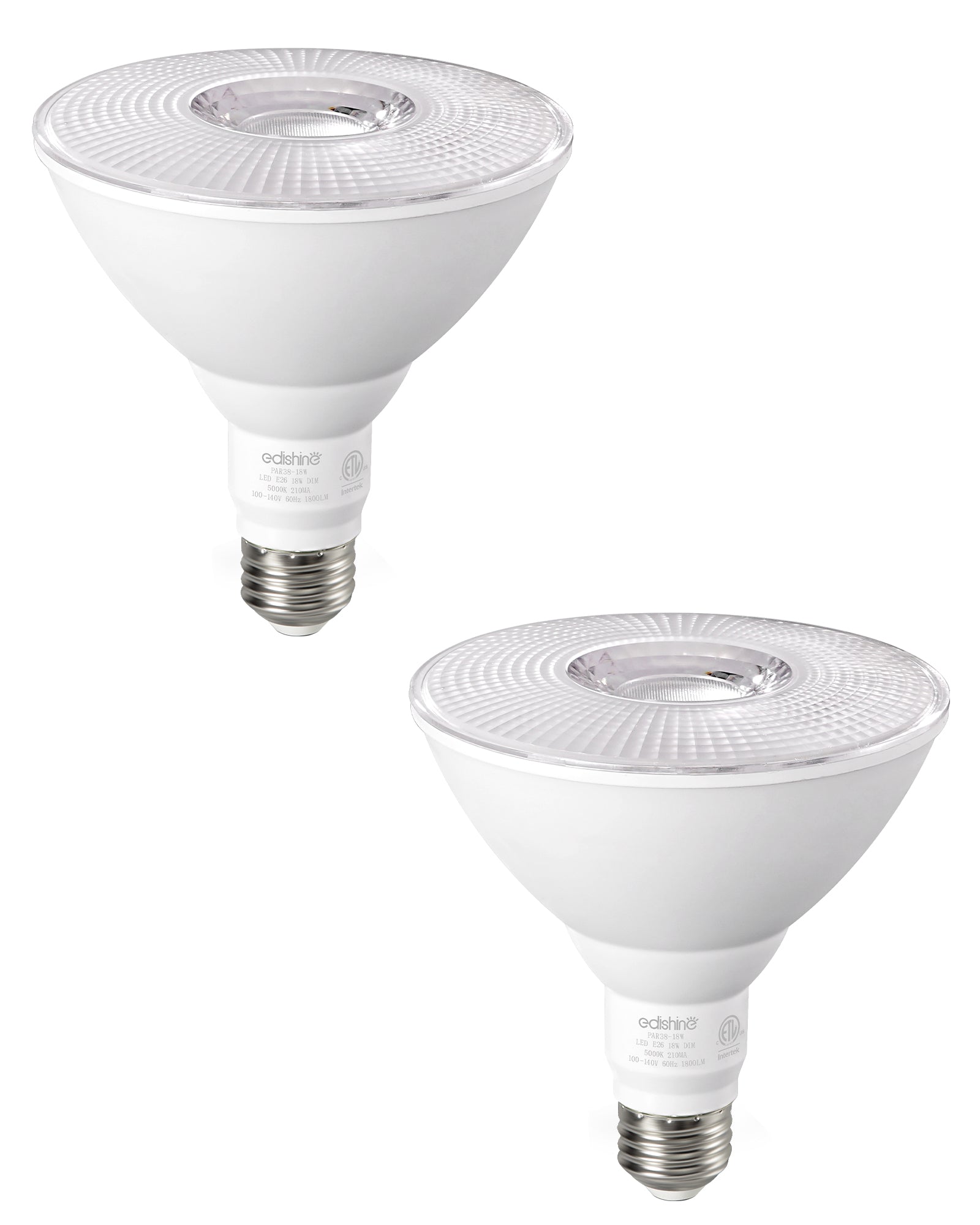 EDISHINE 5000K Daylight 1800LM LED PAR38 Dimmable Flood Light Outdoor Bulb 2 Pack, 18W (120W Equivalent)-HLBP38G