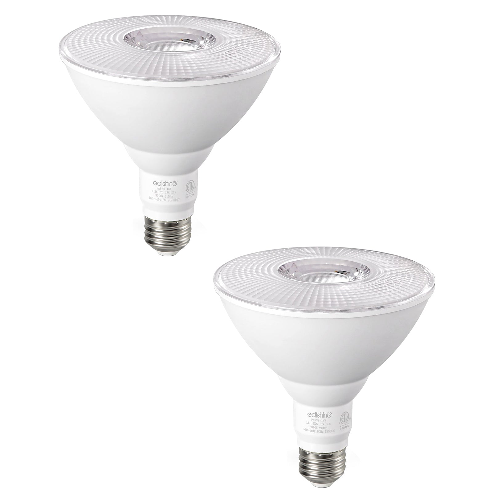 EDISHINE 5000K Daylight 1800LM LED PAR38 Dimmable Flood Light Outdoor Bulb 2 Pack, 18W (120W Equivalent)-HLBP38G