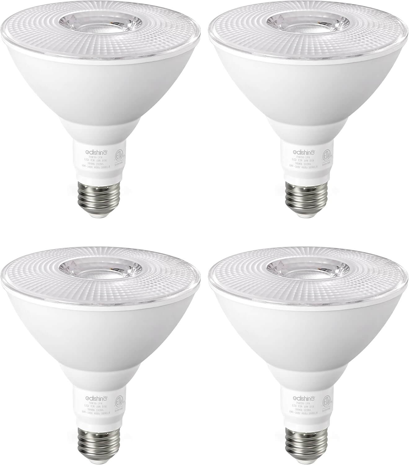 PAR38 Dimmable LED Outdoor Flood Light Bulbs – 18W 3000K E26 (4-Pack)
