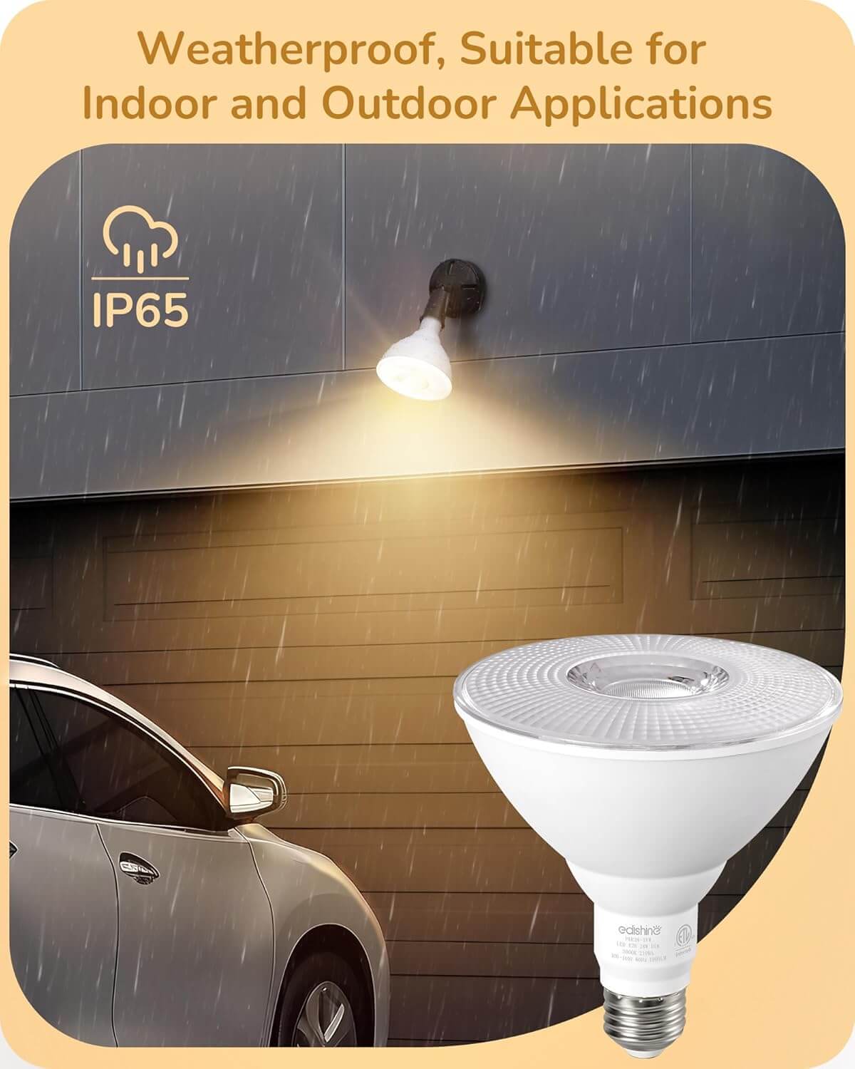 PAR38 Dimmable LED Outdoor Flood Light Bulbs – 18W 3000K E26 (4-Pack)