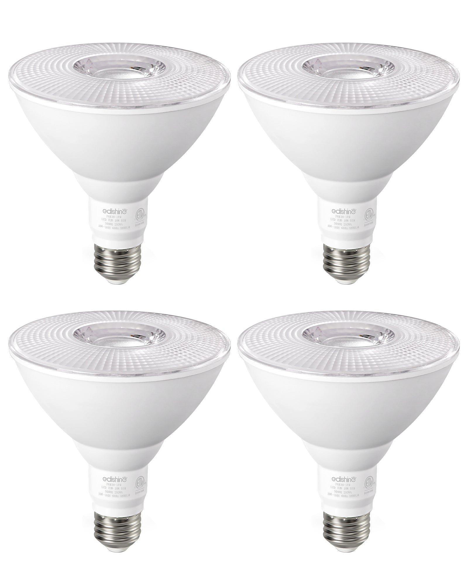 EDISHINE 5000K Daylight 1800LM LED PAR38 Dimmable Flood Light Outdoor Bulb 4 Pack, 18W (120W Equivalent)-HLBP38J
