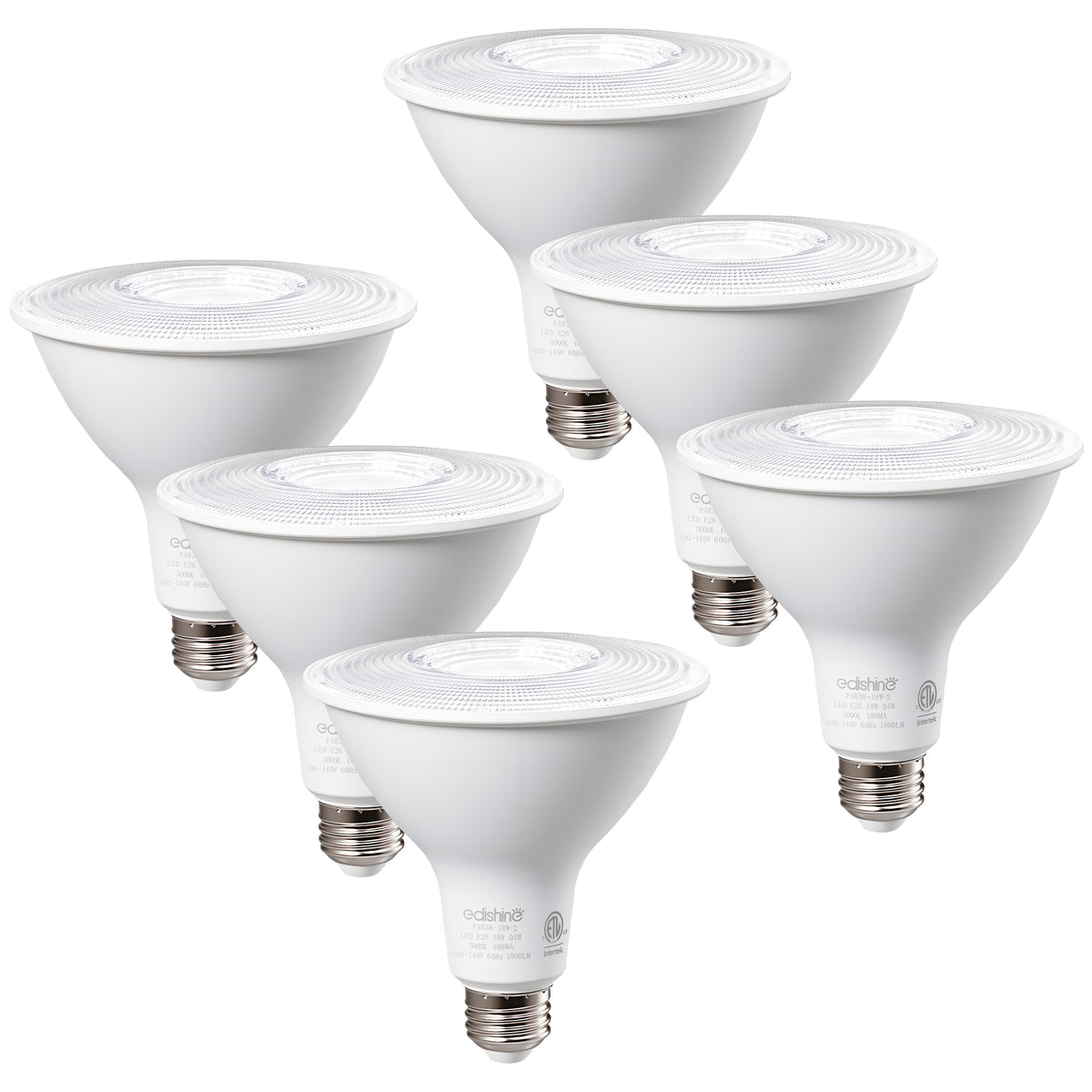 EDISHINE 4 Pack LED PAR38 Outdoor Flood Light Bulbs, 18W (120W Equivalent), 5000K Daylight, Dimmable Waterproof Flood Light Bulbs, E26 Base, 1800 Lumen for Yard Porch Driveway, ETL Listed - HLBP38N -  HLBP38M