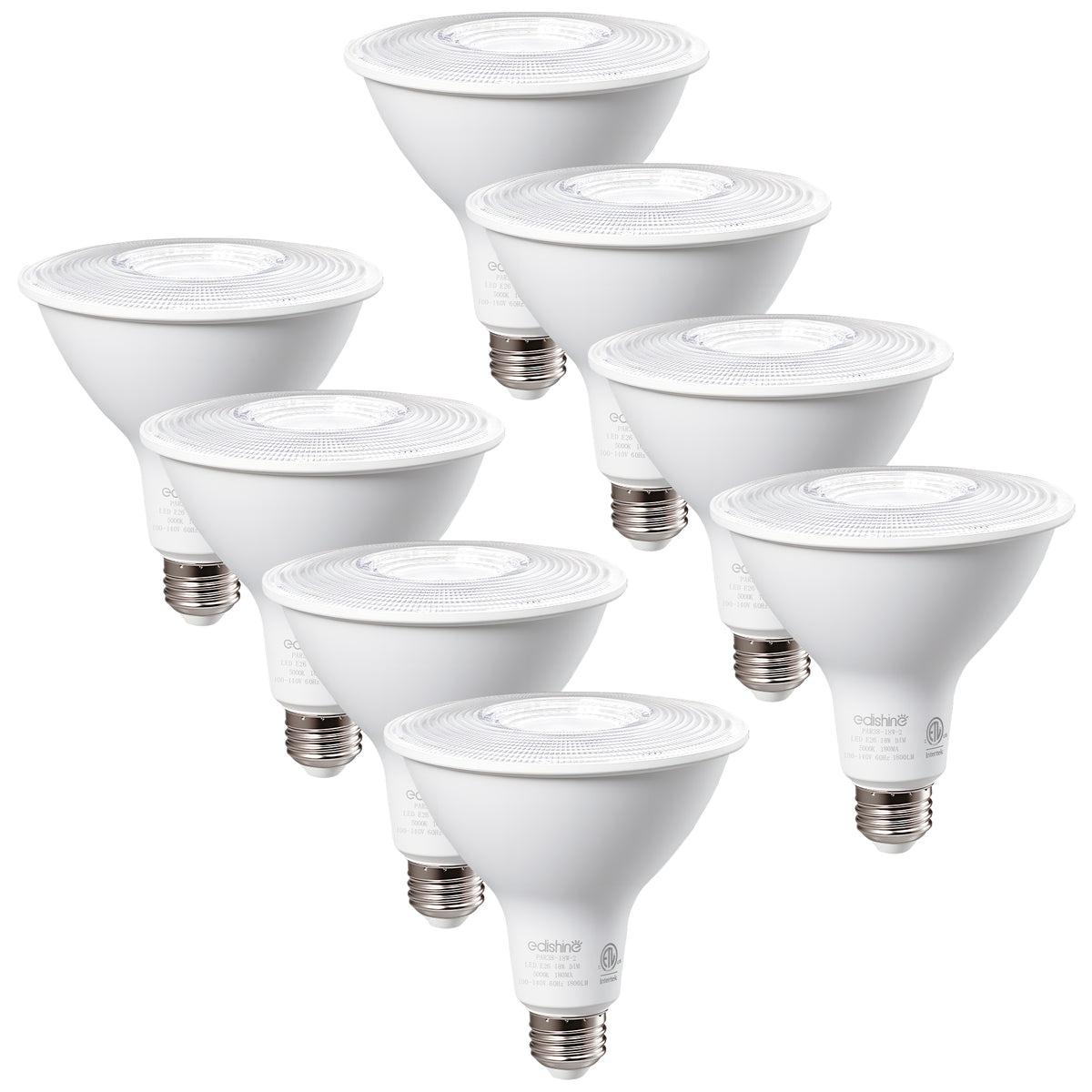 EDISHINE 4 Pack LED PAR38 Outdoor Flood Light Bulbs, 18W (120W Equivalent), 5000K Daylight, Dimmable Waterproof Flood Light Bulbs, E26 Base, 1800 Lumen for Yard Porch Driveway, ETL Listed - HLBP38N -  HLBP38M