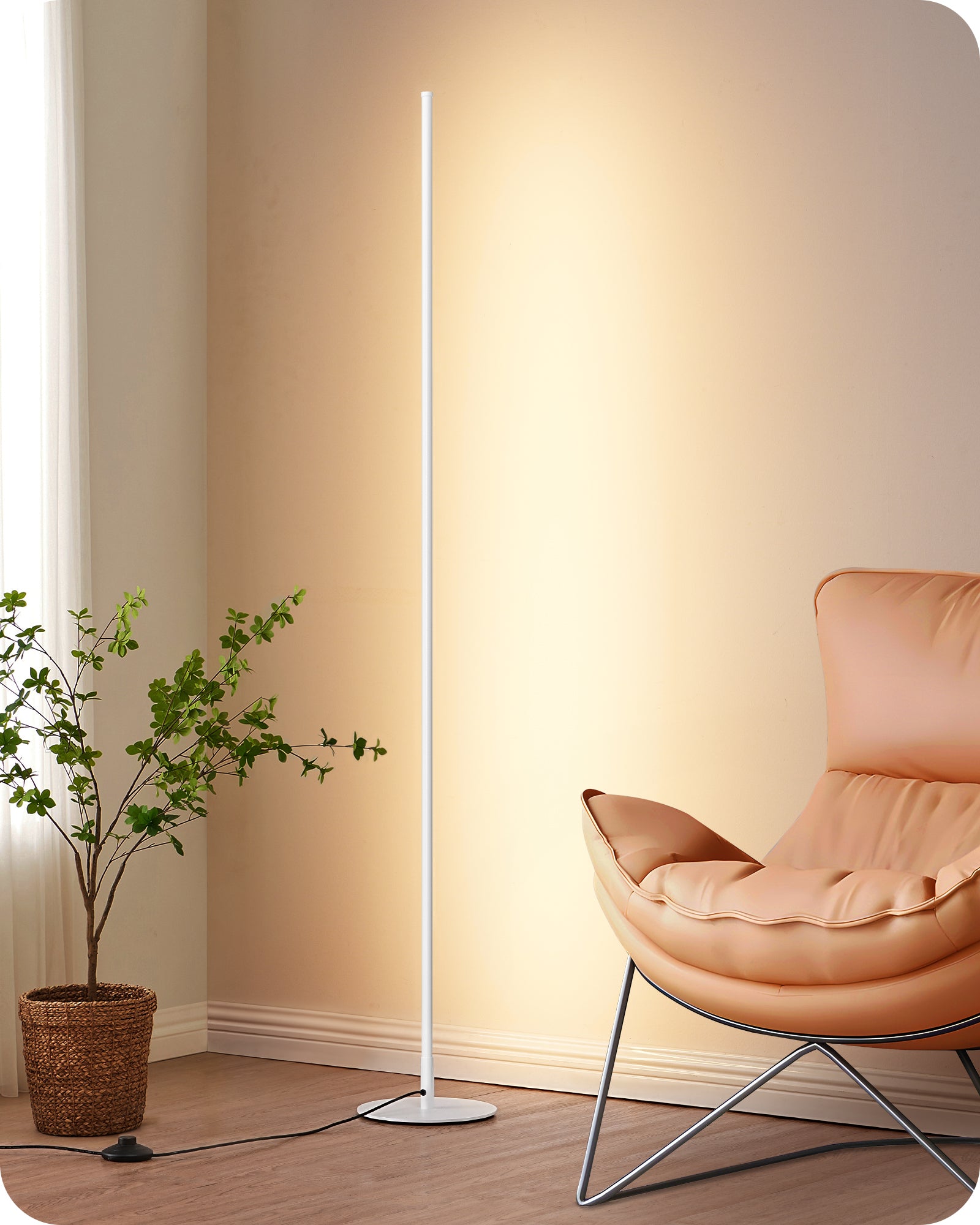 EDISHINE 57.5” Dimmable LED Corner Floor Lamp with Remote-HLFL02N