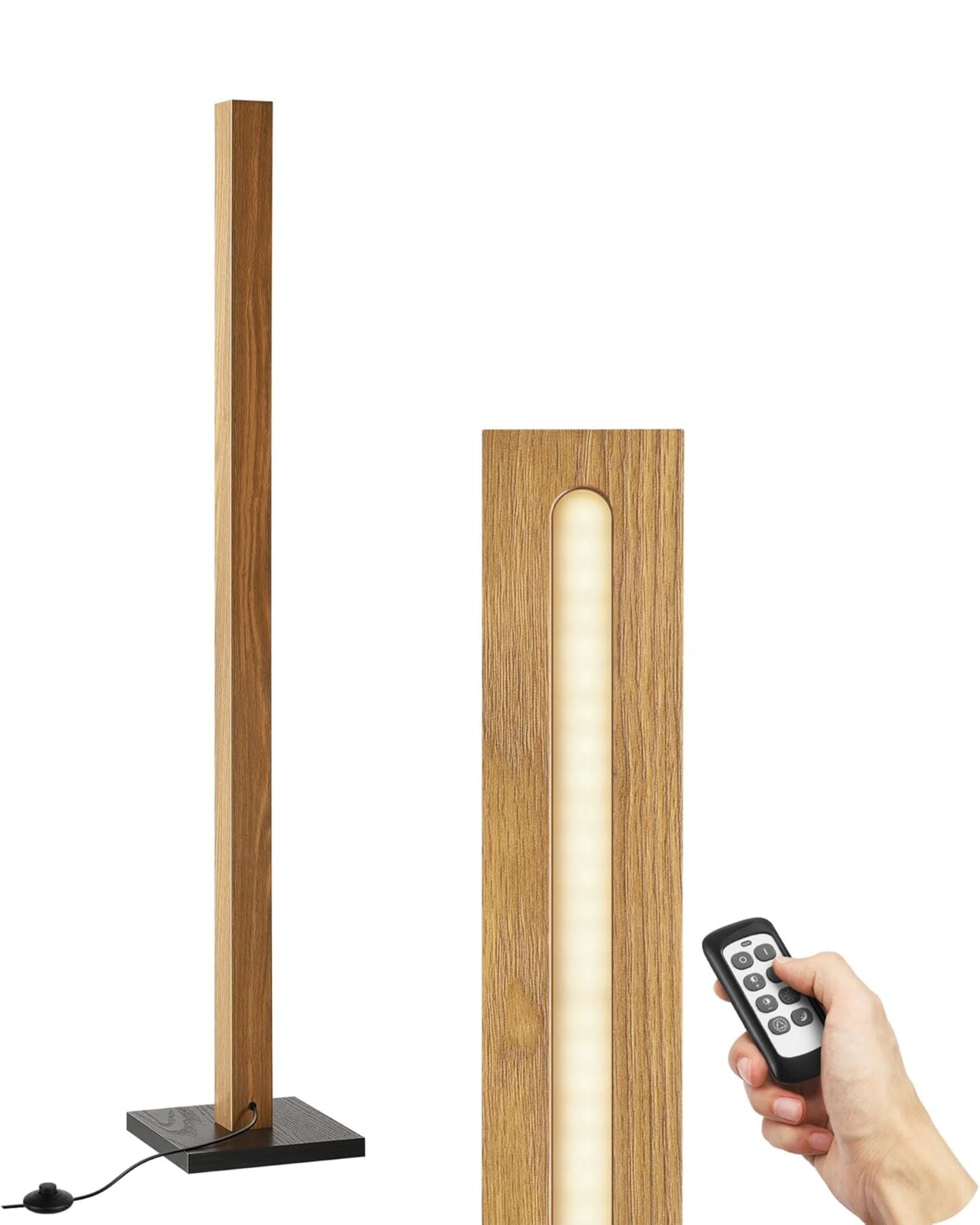 Minimalist Wooden Dimmable LED Corner Floor Lamp with Remote Control