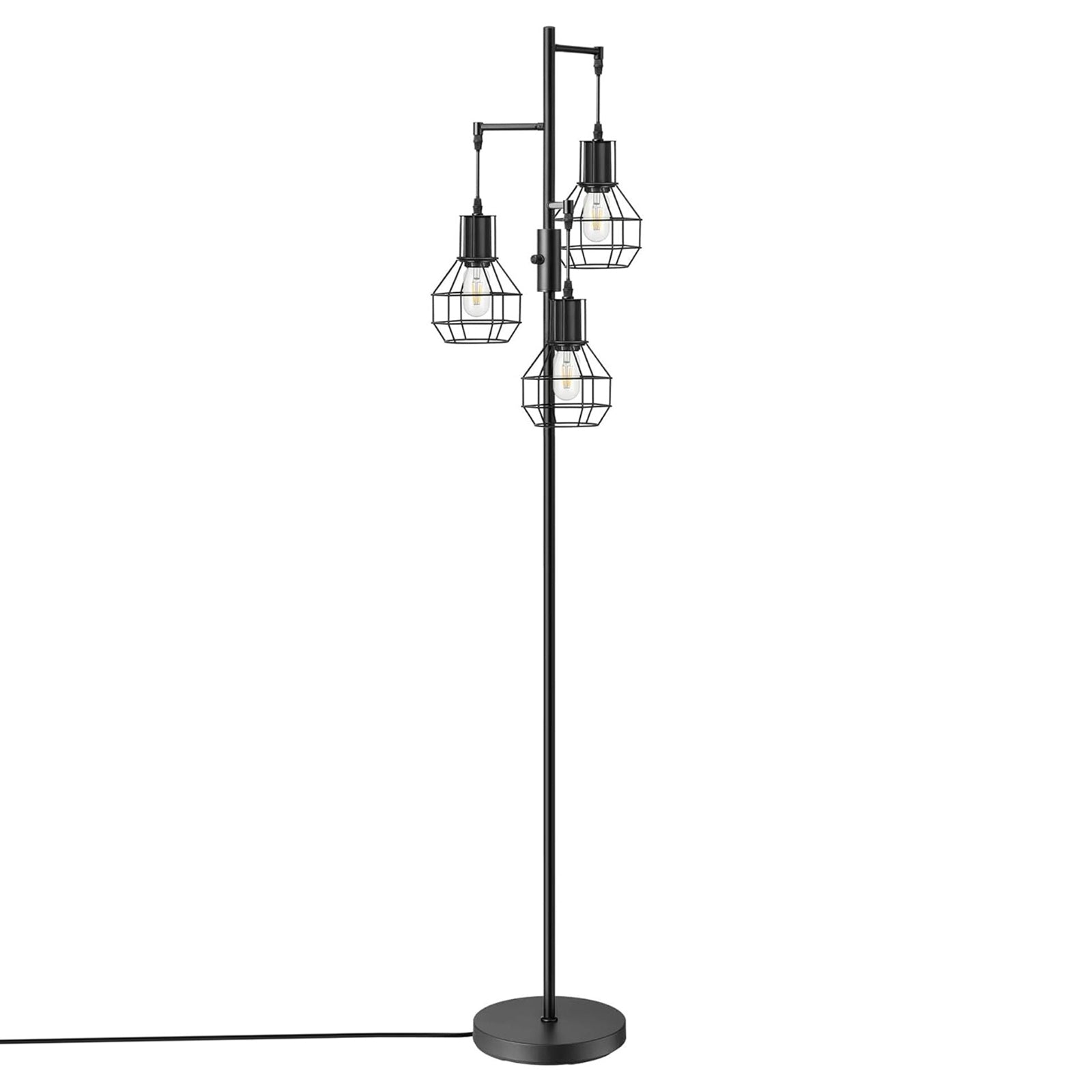 65" Tall Dimmable Farmhouse Industrial Tree Floor Lamp with Diamond-Shaped Bulb Cages - LED Bulbs Included