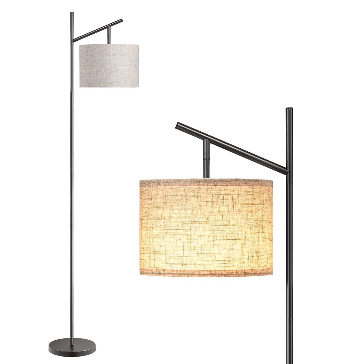 Minimalist Arc Floor Lamp with Adjustable Linen Shade