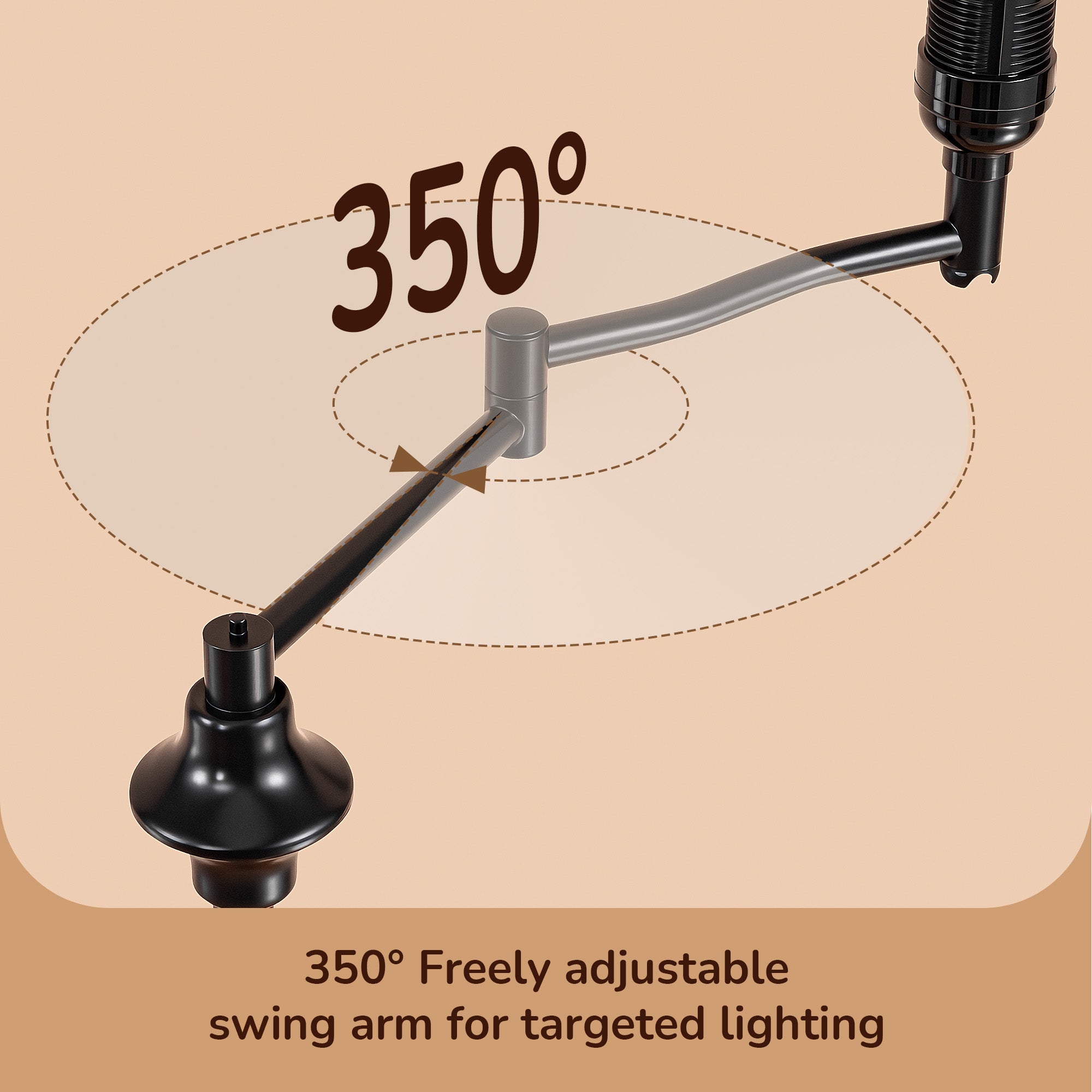 62" Tall Vintage Swing Arm Floor Lamp with 350° Adjustable Arm & Foot Switch
