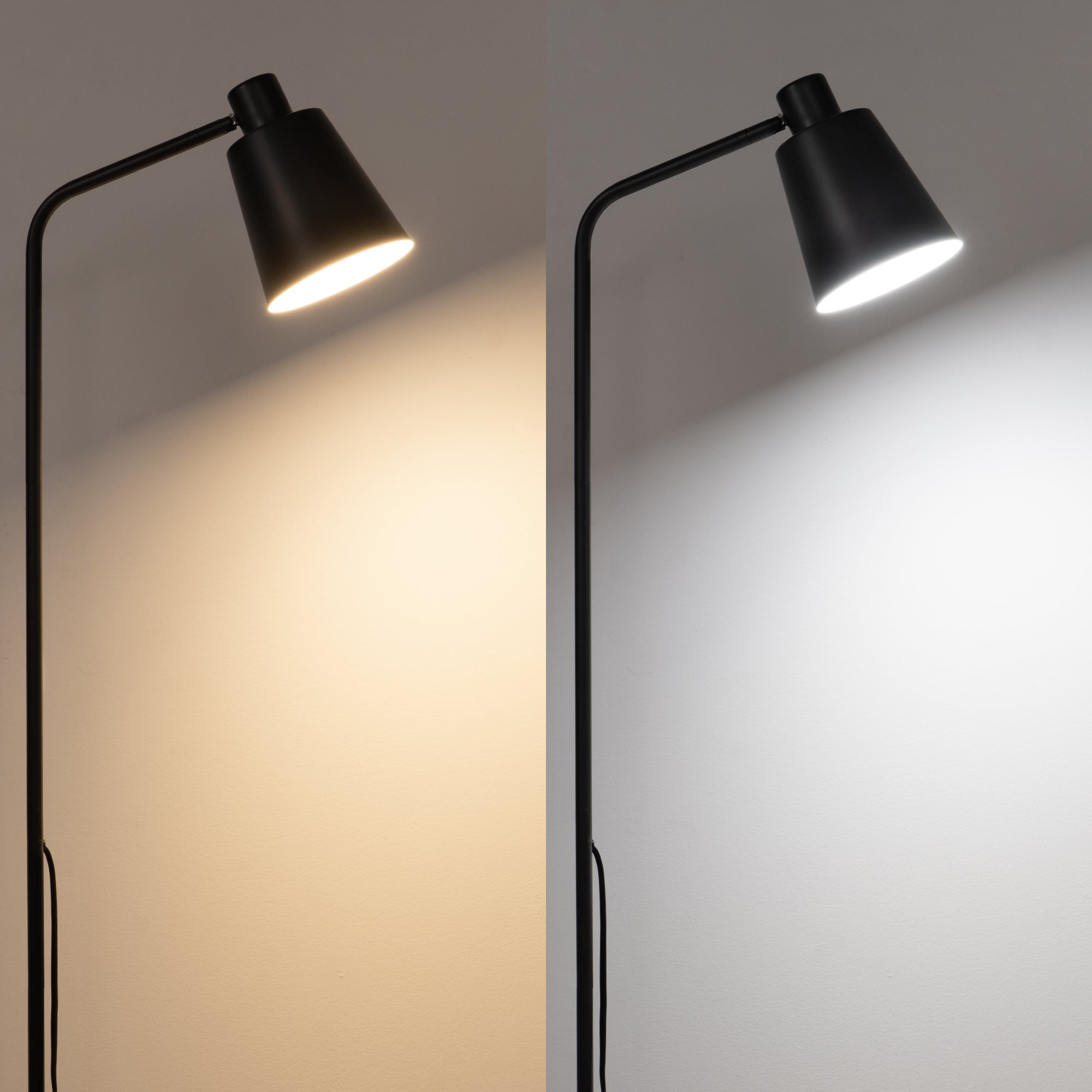 59" Tall Modern Minimalist Task Floor Lamp with Adjustable Shade (Black)