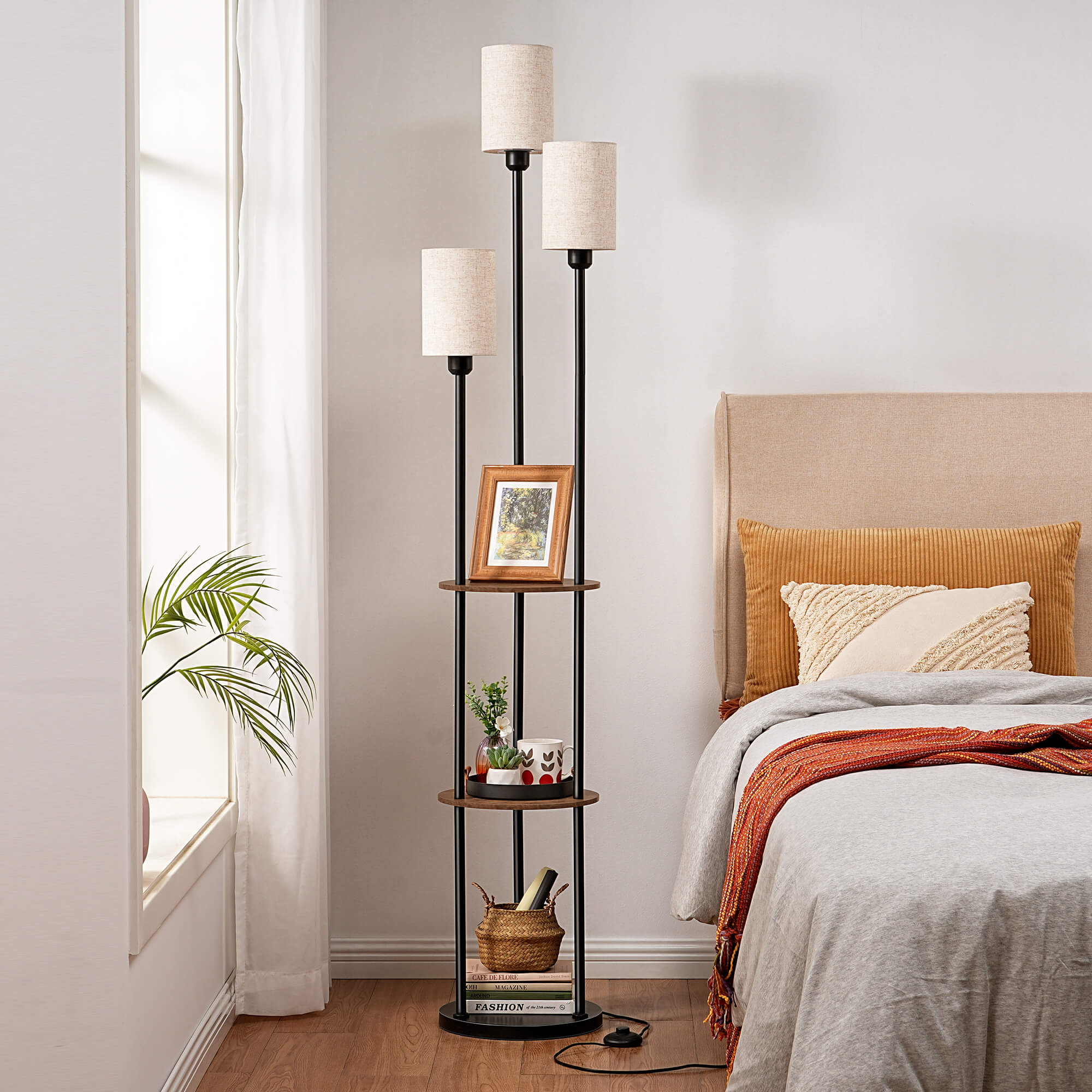Floor Lamp with Shelf for Living Room