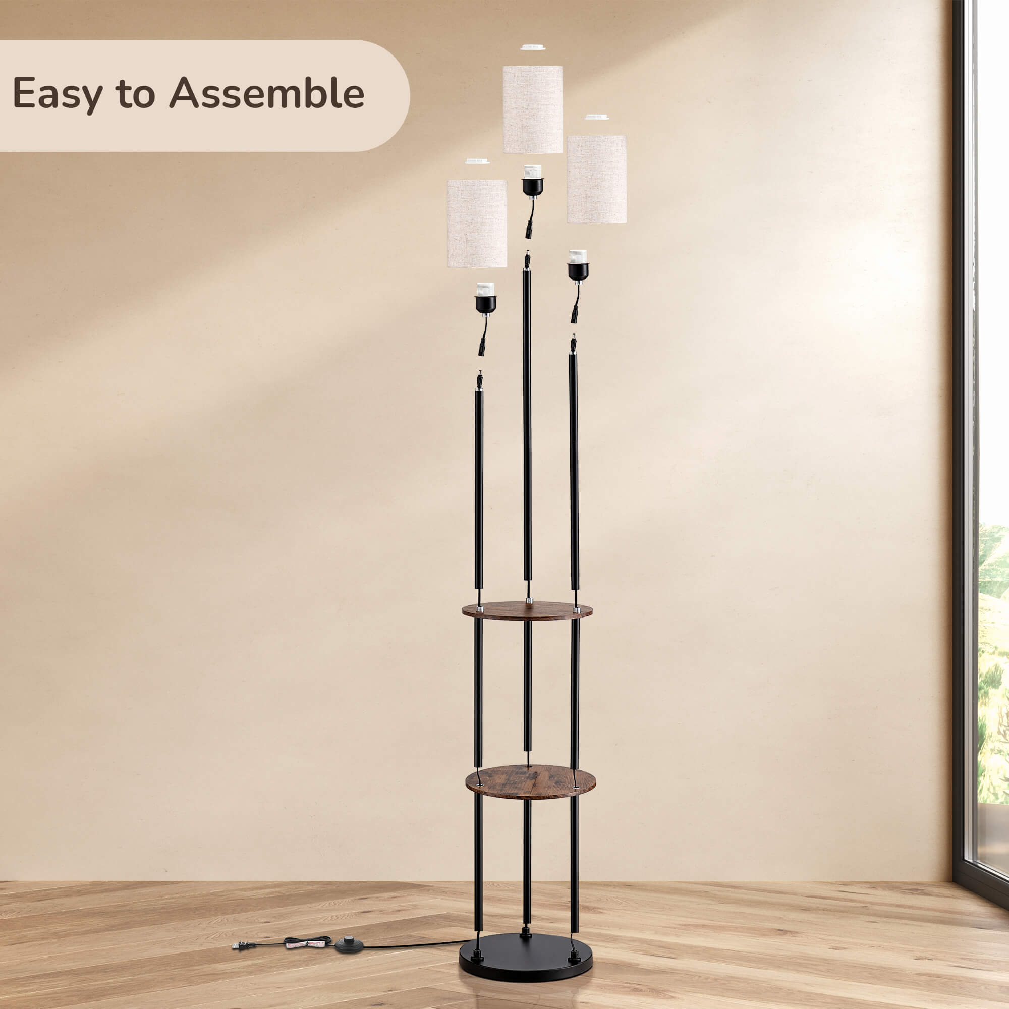 Floor Lamp with Shelf for Living Room