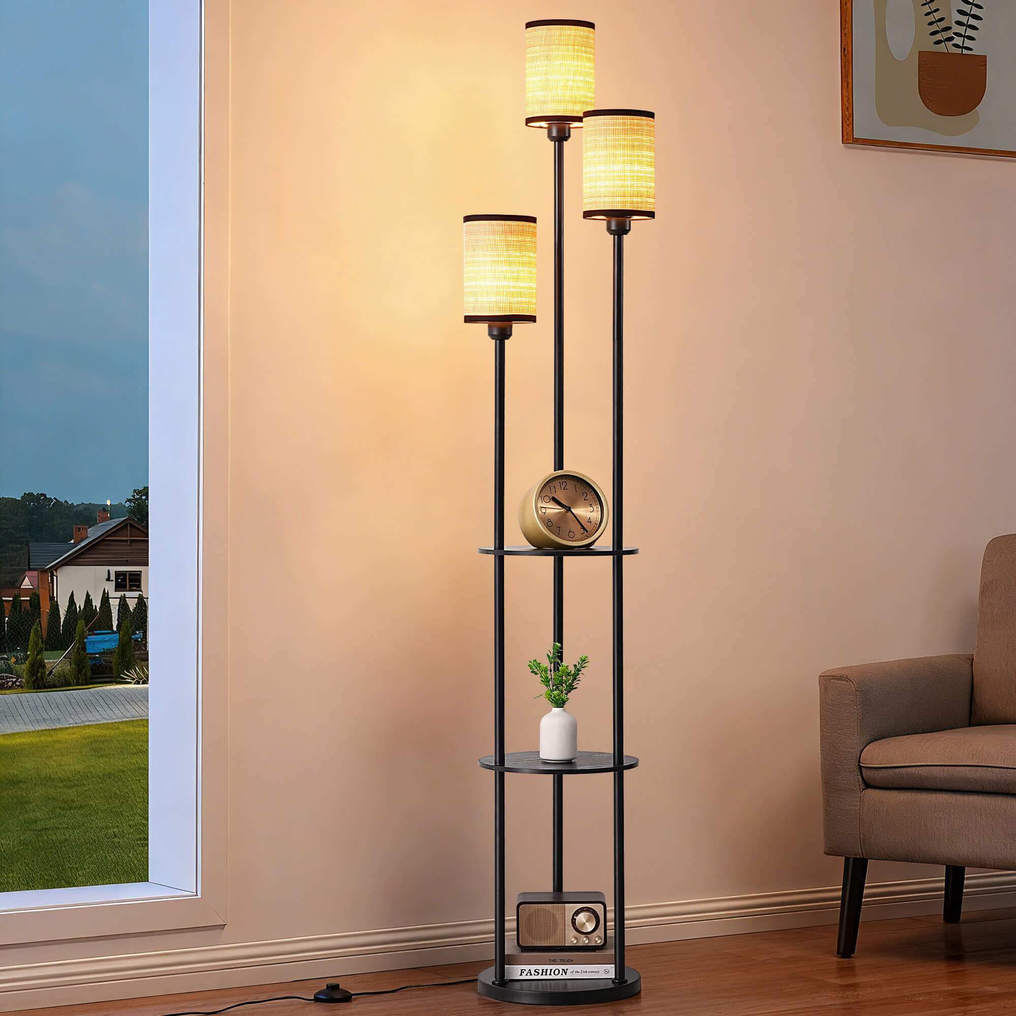 70in Floor Lamp with Shelf for Living Room