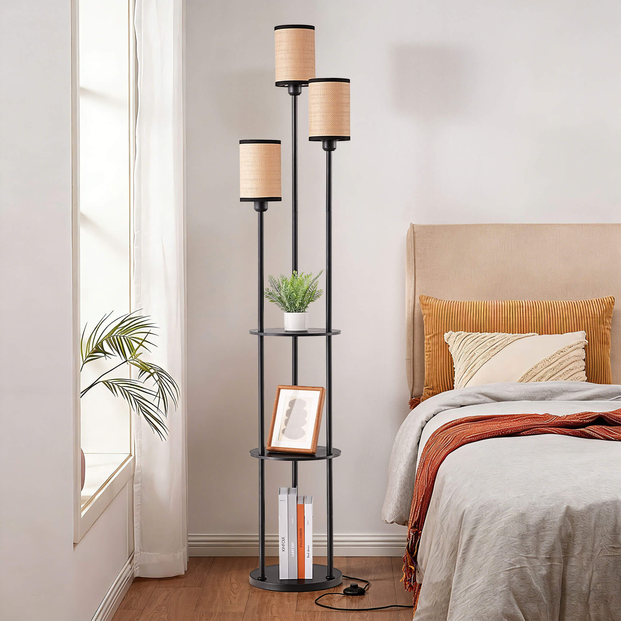 70in Floor Lamp with Shelf for Living Room
