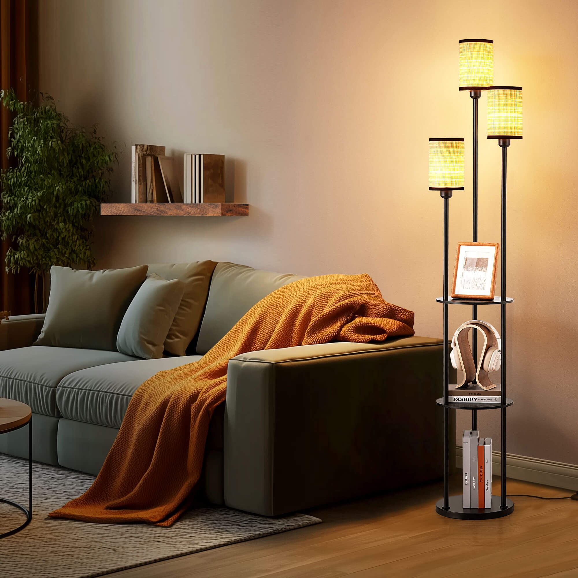 70in Floor Lamp with Shelf for Living Room