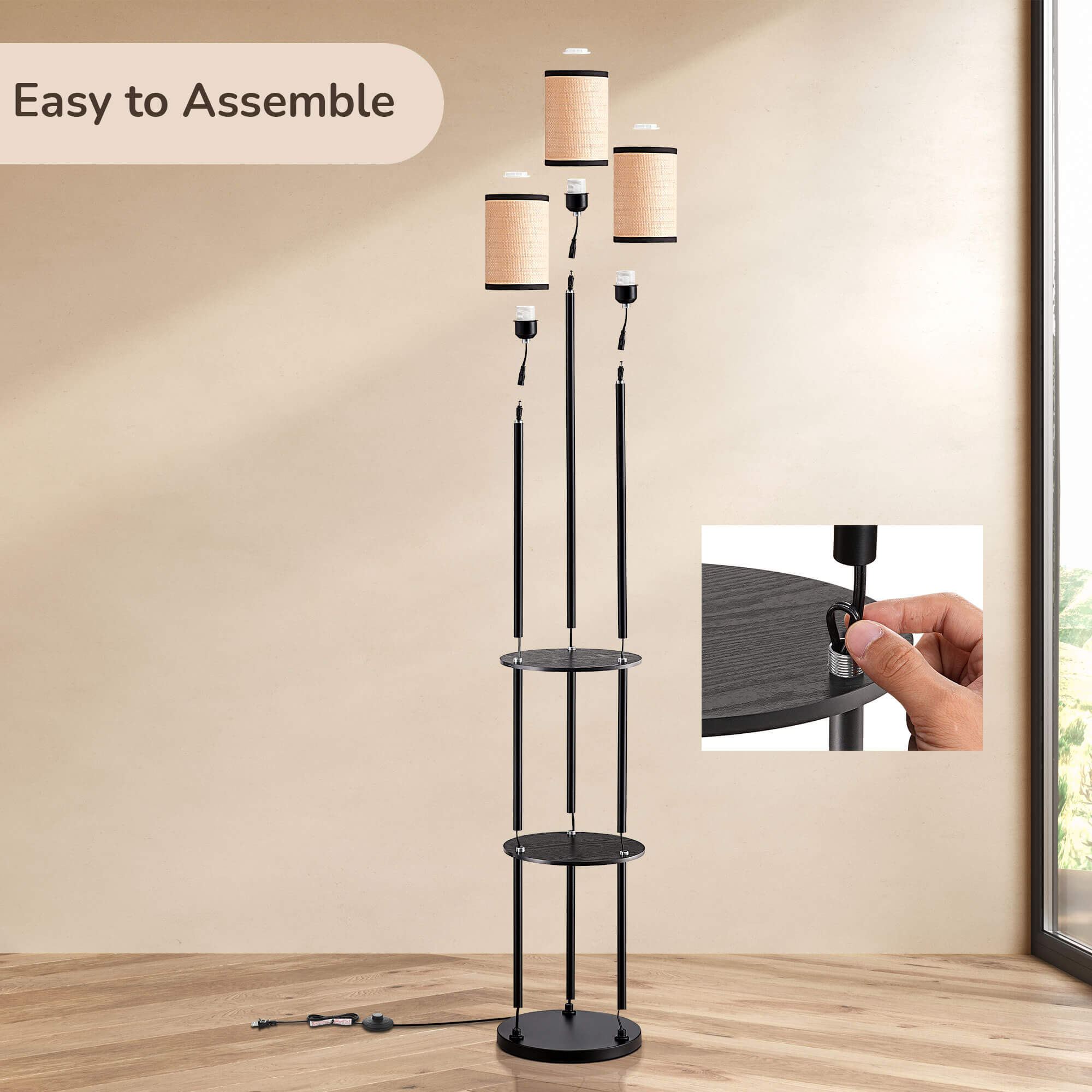 70in Floor Lamp with Shelf for Living Room