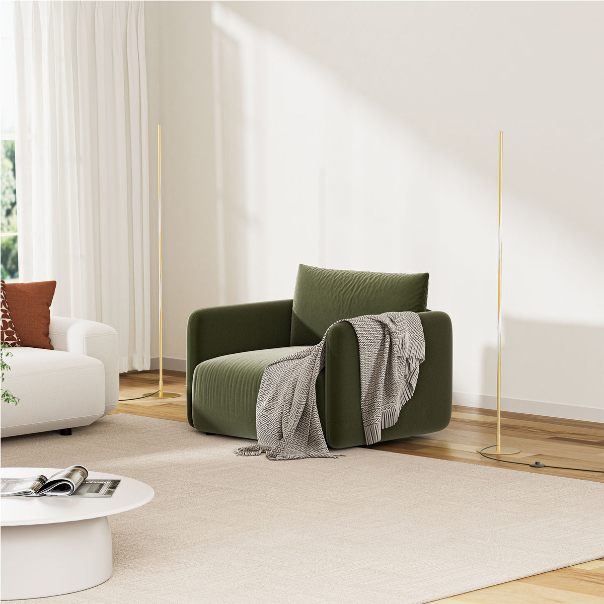 57" Gold Spiral Twist RGB LED Floor Lamp with Remote Control
