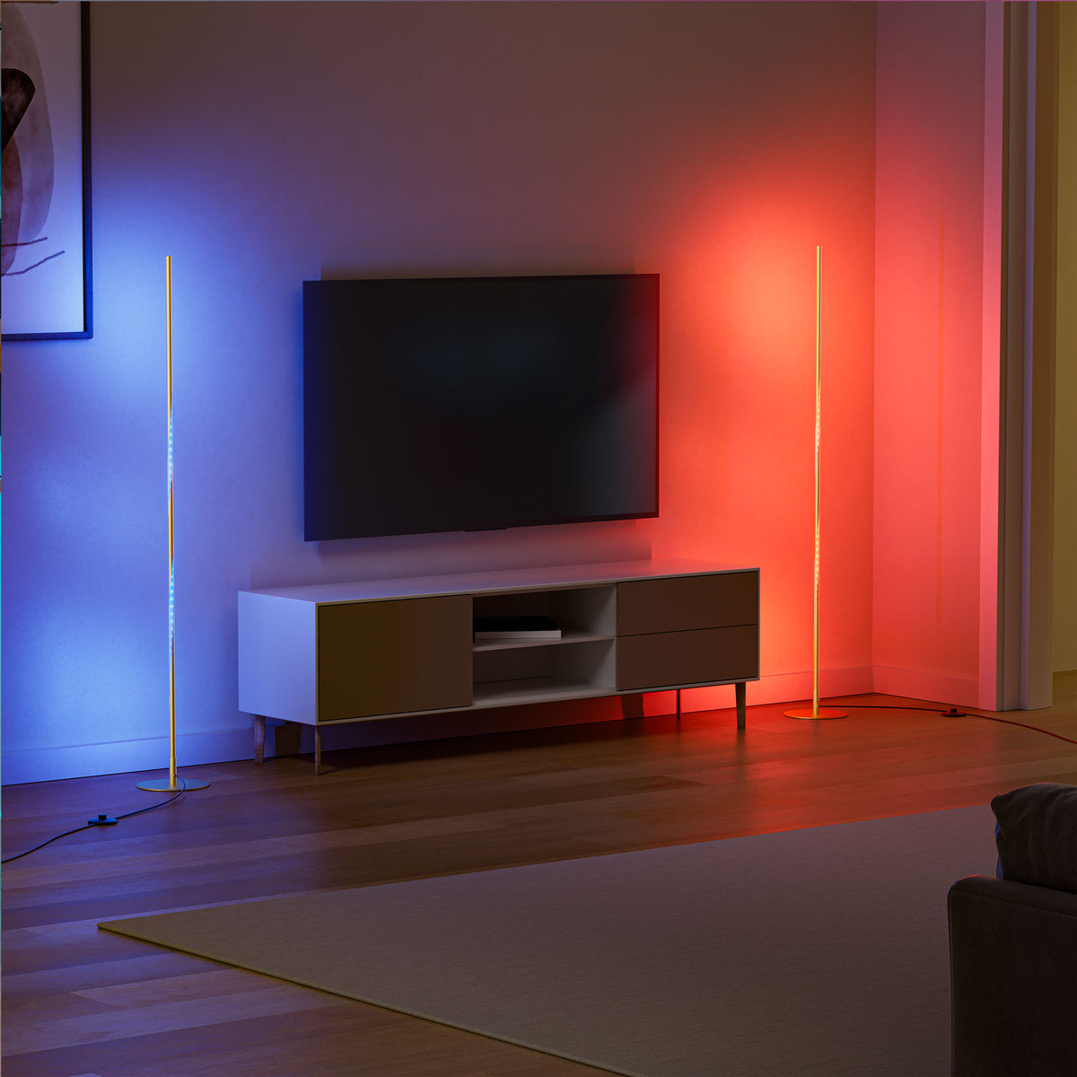 57" Gold Spiral Twist RGB LED Floor Lamp with Remote Control