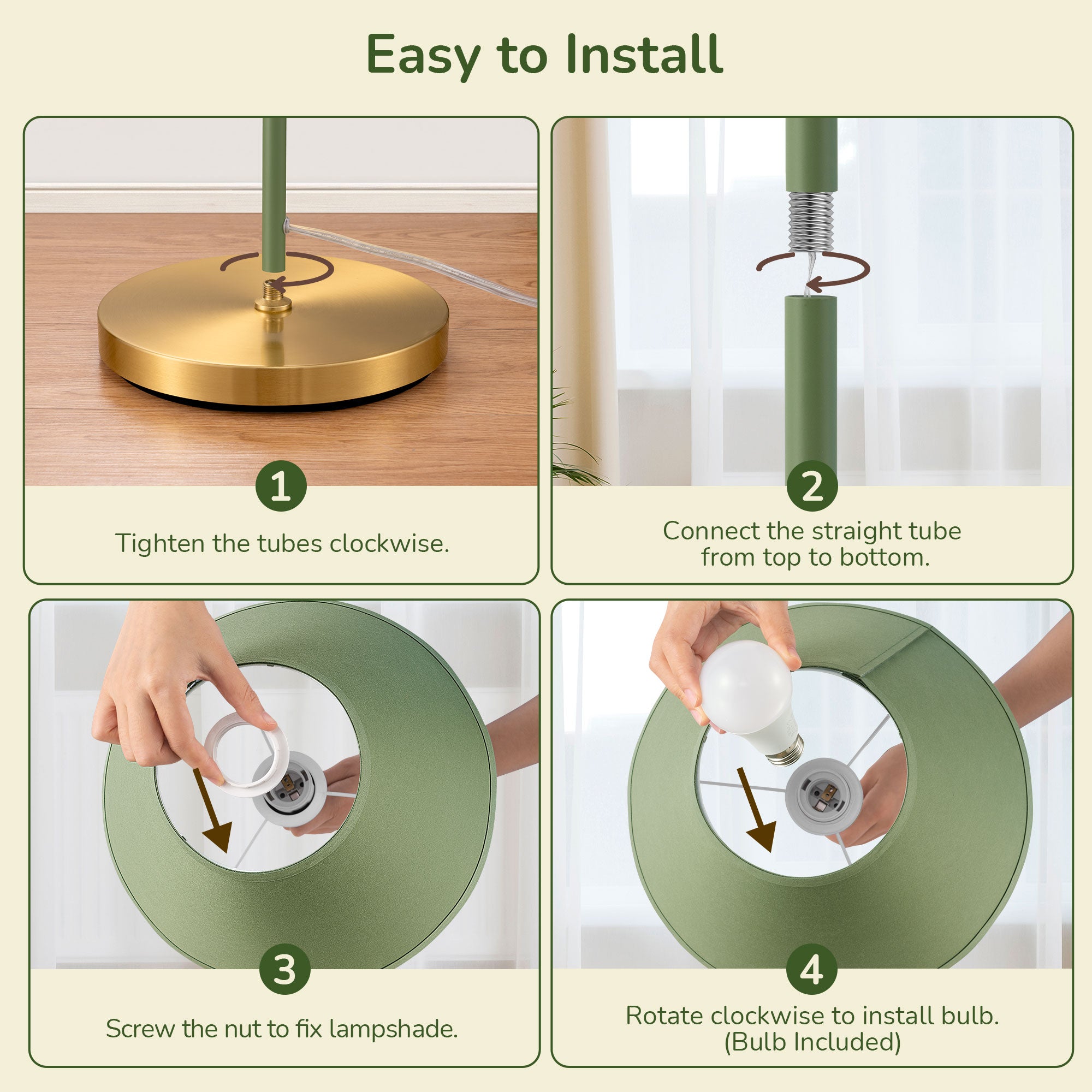 62" Tall Retro Traditional Floor Lamp with Linen Shade