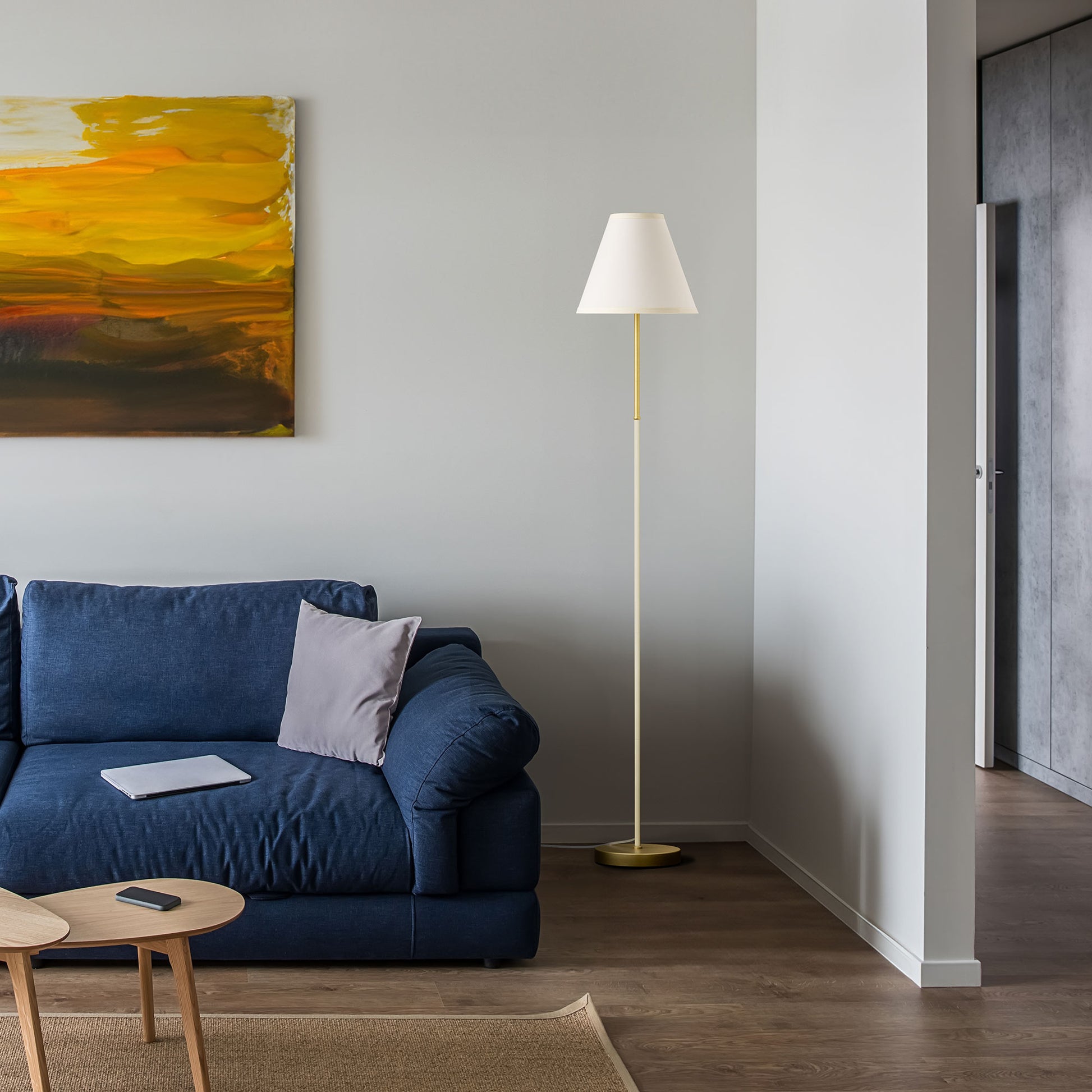 EDISHINE 62" Tall Retro Traditional Floor Lamp with Linen Shade